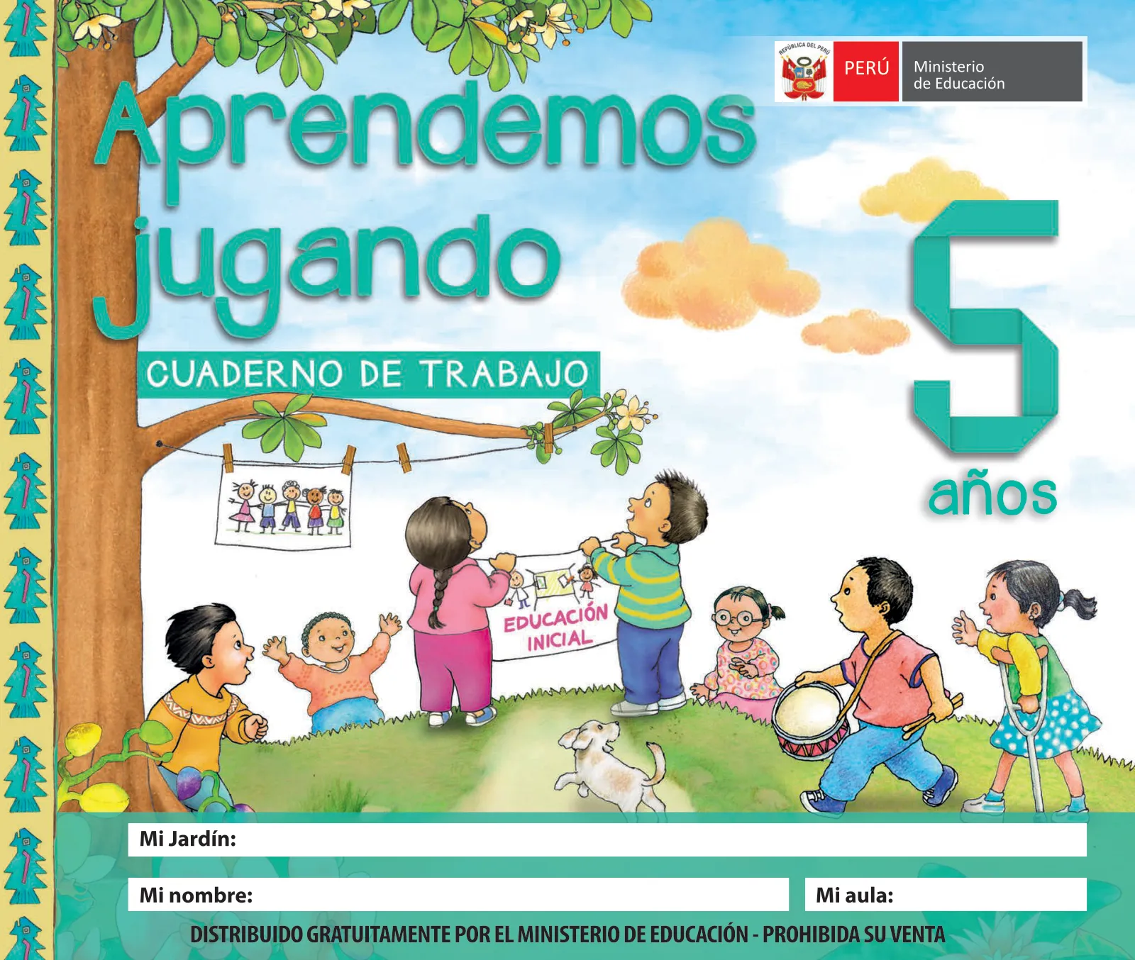 Portada de Aprendemos jugando : cuaderno de trabajo para niños y niñas de 5 años · 2017