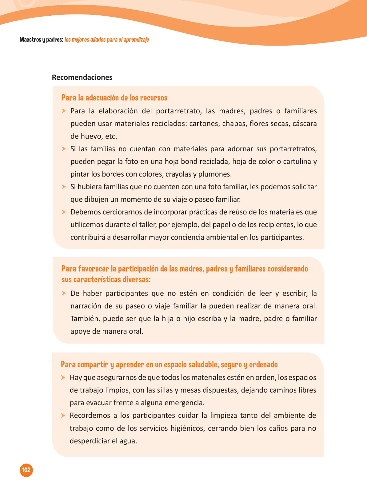 Miniatura página 104 de Guía para el trabajo docente con las familias del ciclo IV de Primaria · 2016