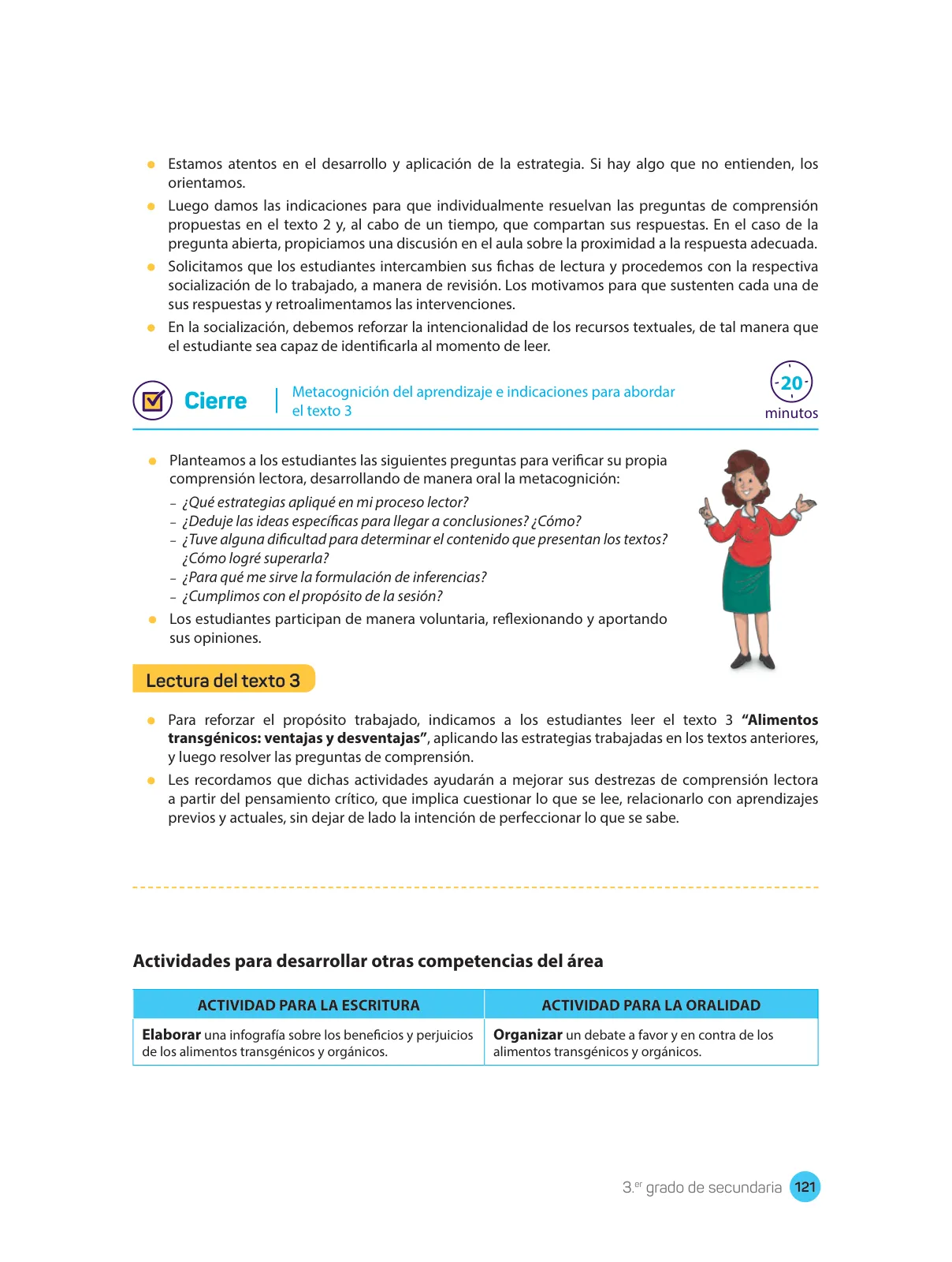 Página 123 de Comprensión lectora : manual para el docente de tercer grado de Secundaria 2018 · 2018