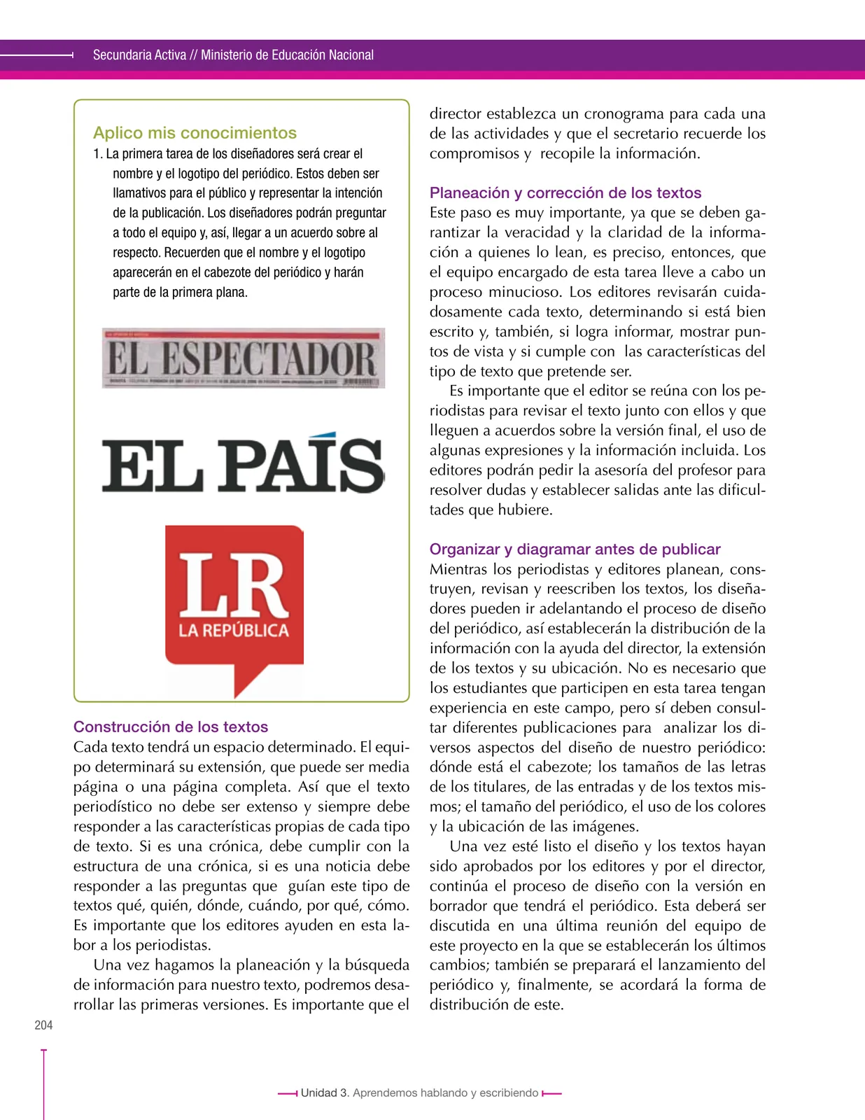 Miniatura página 204 de Lenguaje 9° · Secundaria Activa