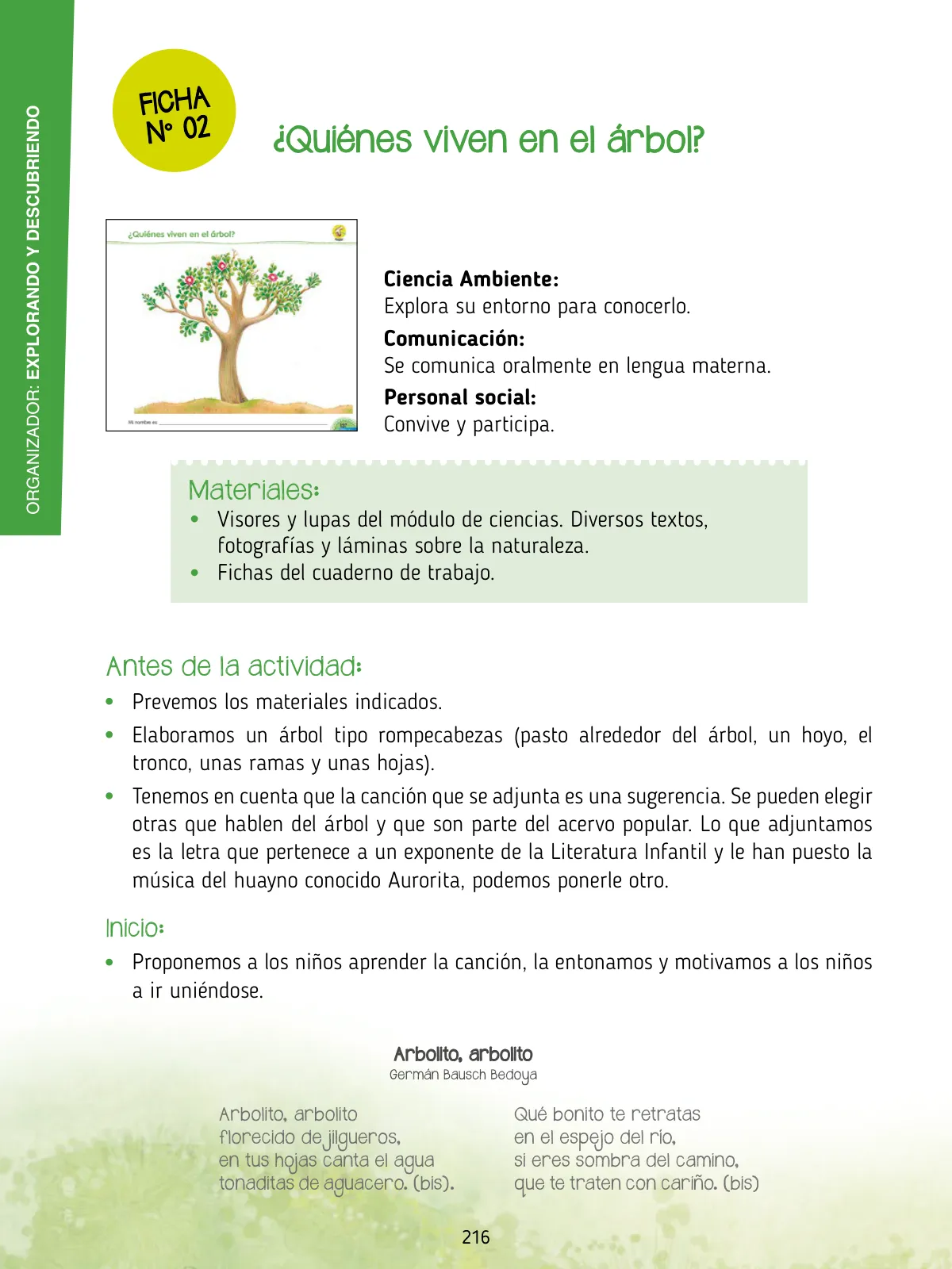 Página 218 de Agenda pedagógica 2017-2018 para docentes de II Ciclo de Instituciones de nivel de Educación Inicial · 2017