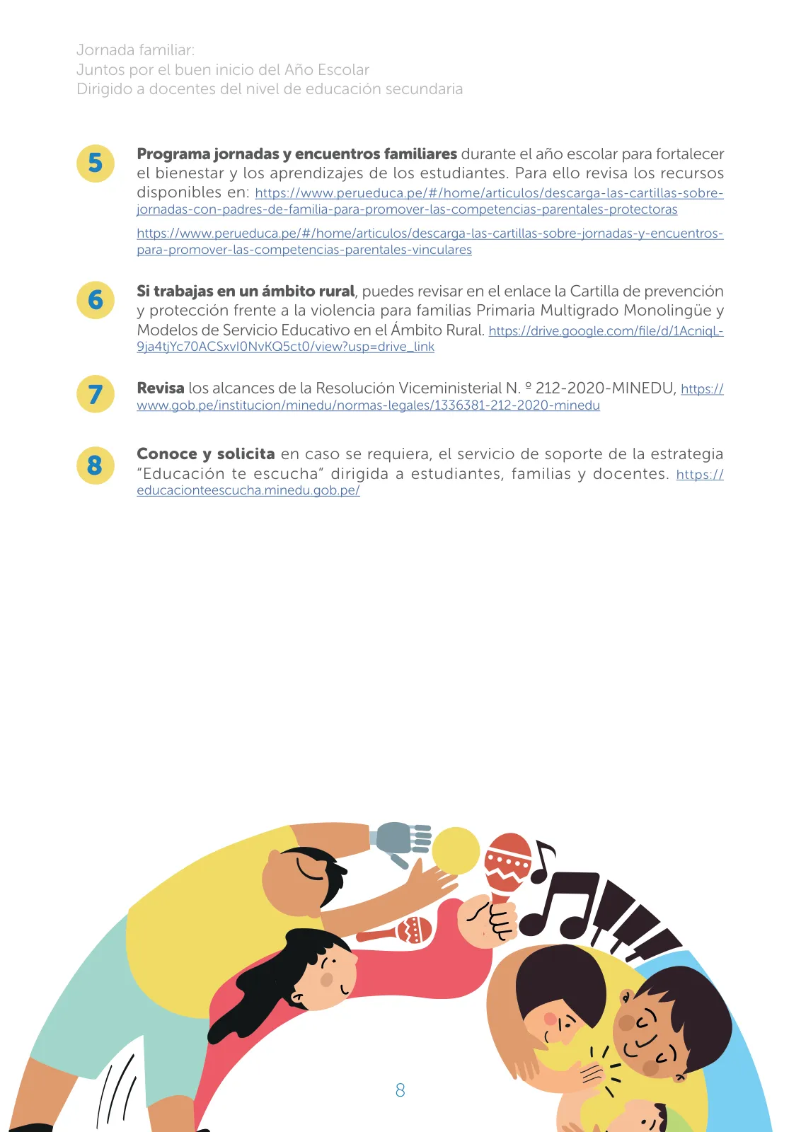 Página 8 de Jornada familiar : juntos por el buen inicio del año escolar. Dirigido a docentes del nivel de educación secundaria · 2025