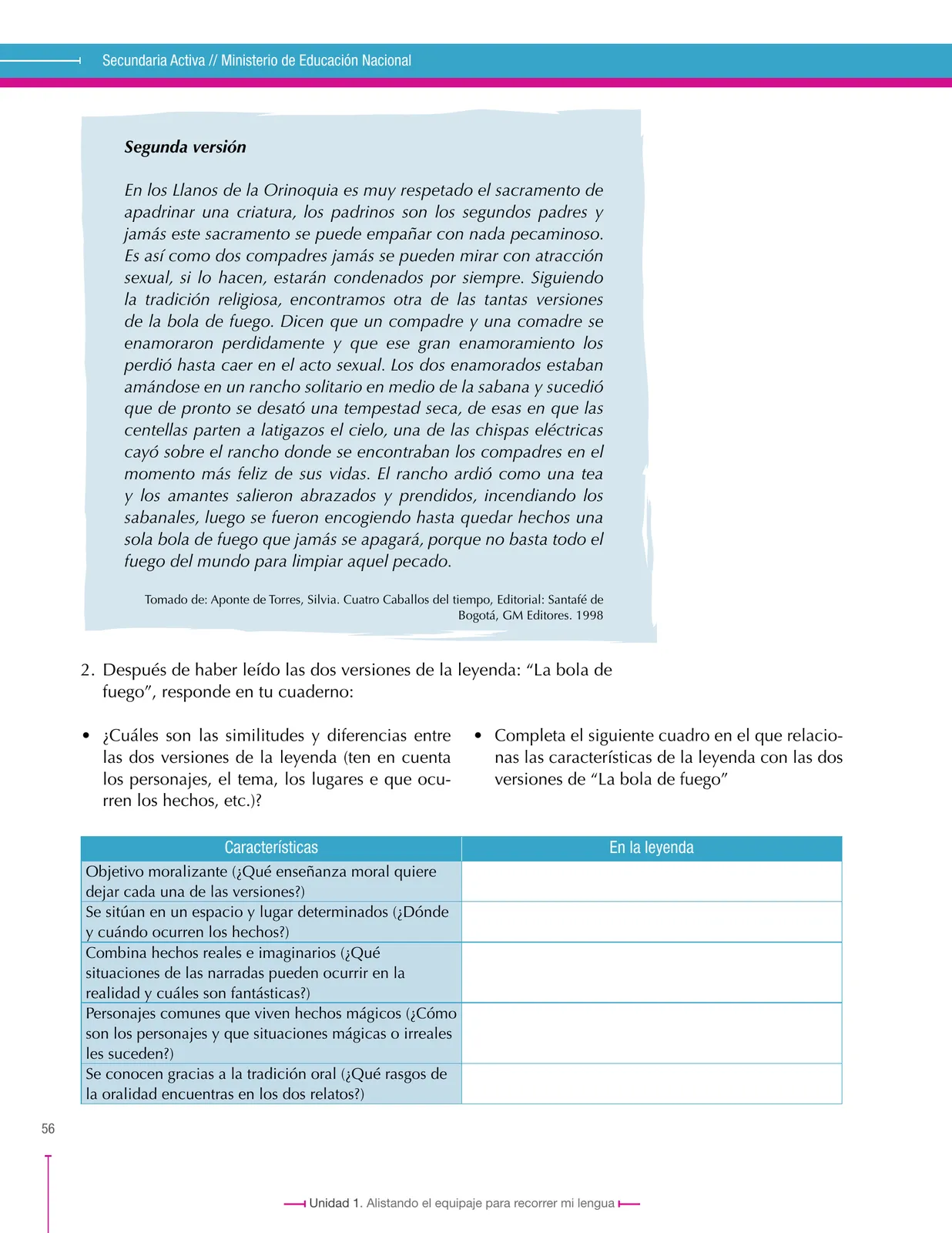 Página 56 de Lenguaje 7° · Secundaria Activa