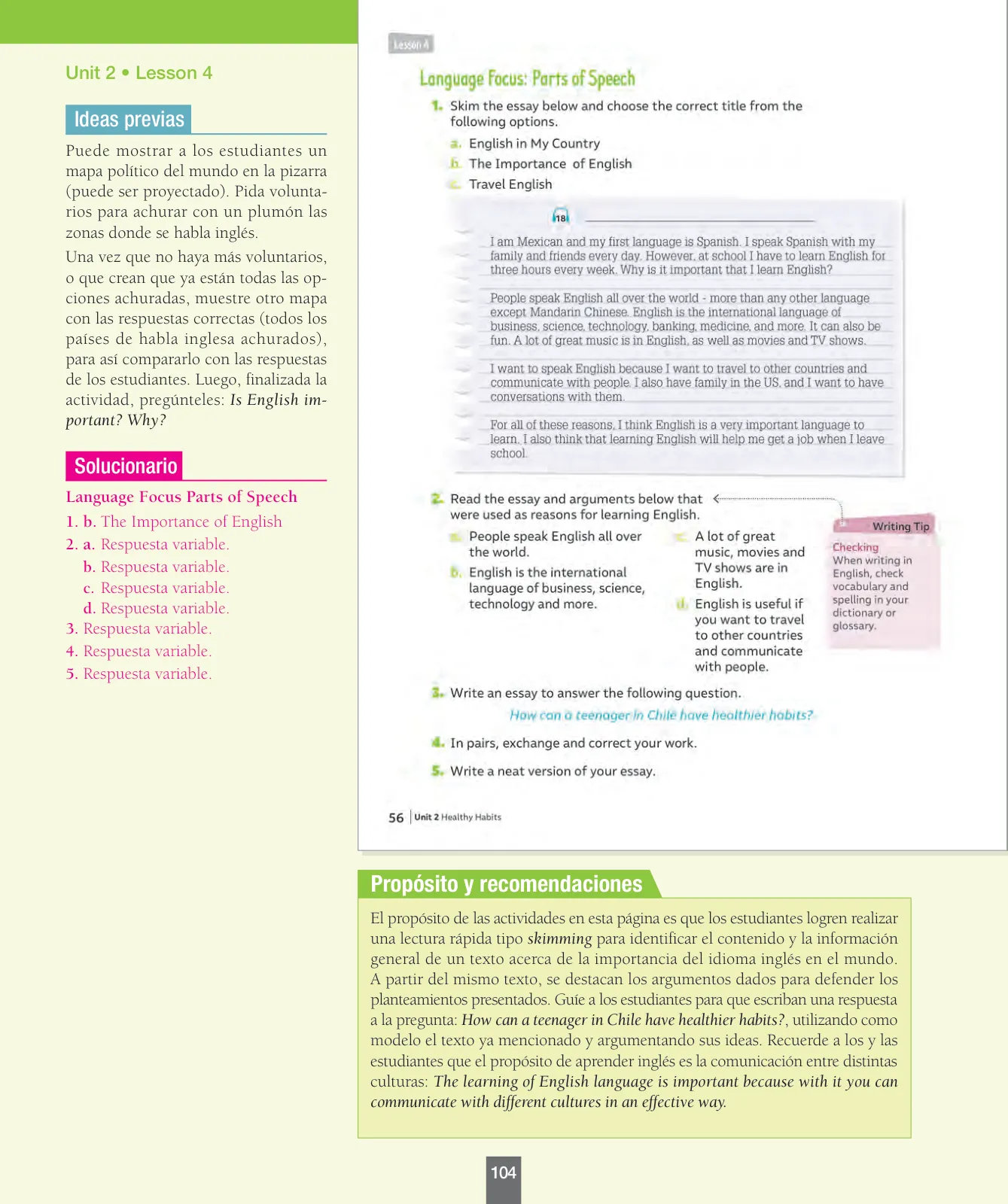 Miniatura página 105 de Inglés – Séptimo Básico | Student’s Book MINEDUC – Descargar PDF · 2024