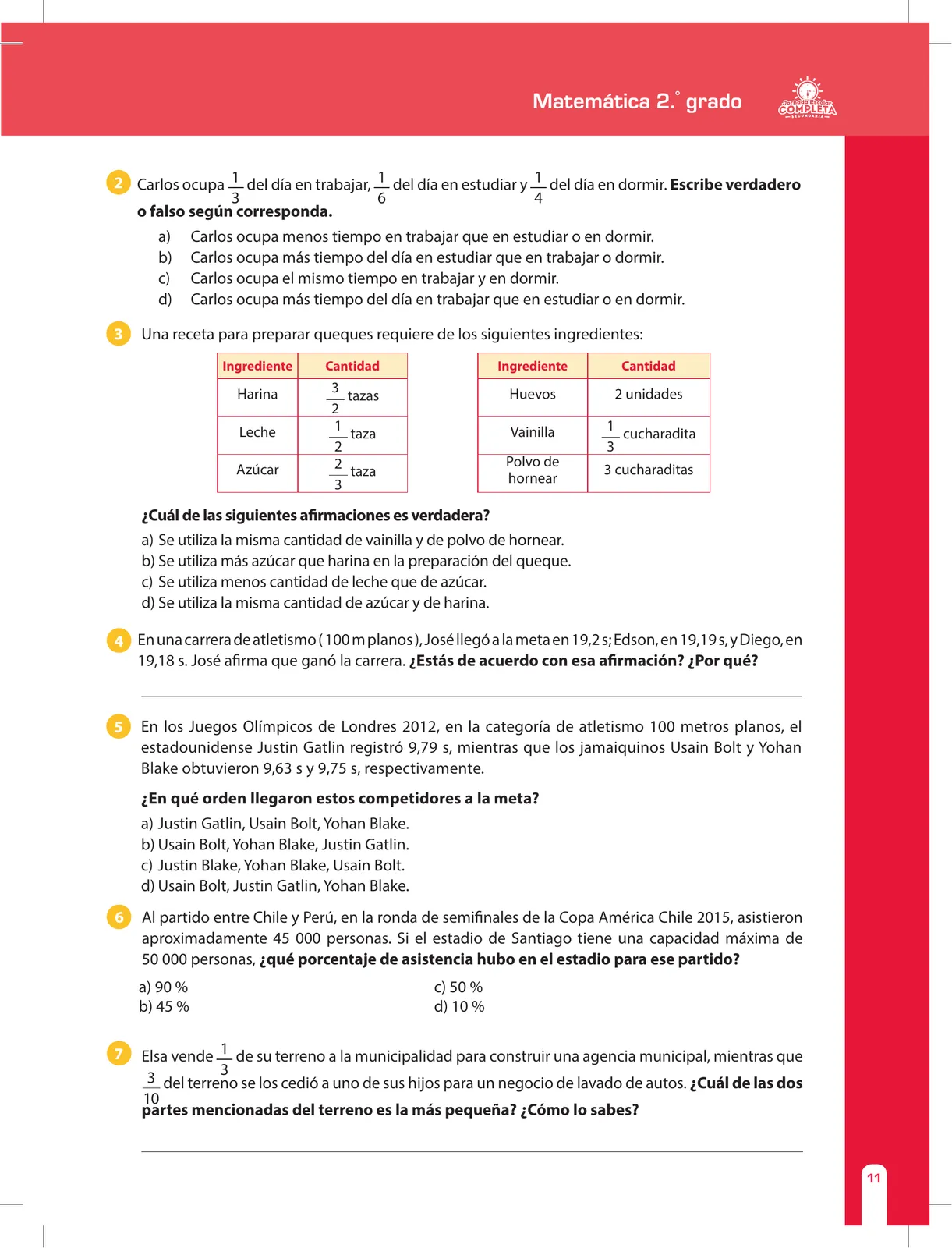 Página 11 de Matemática 2 : cuaderno de reforzamiento pedagógico - JEC · 2016