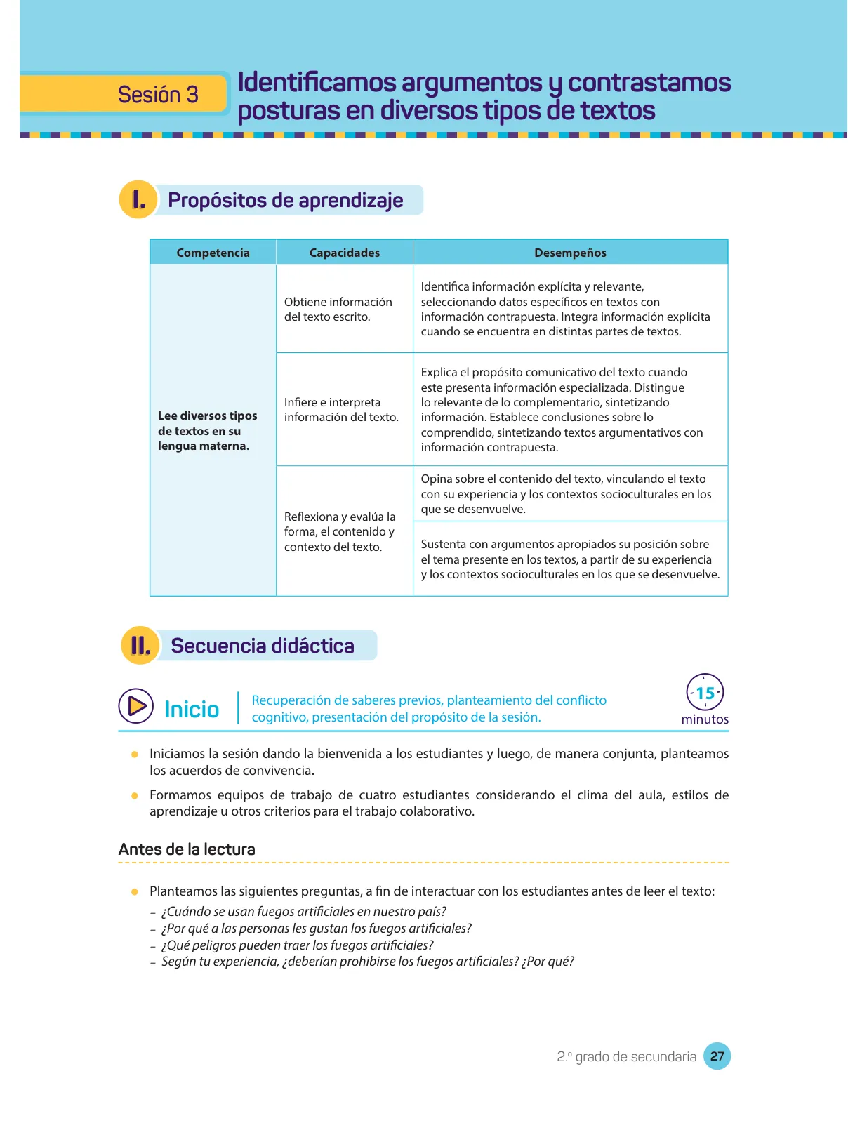 Página 29 de Comprensión lectora : manual para el docente de segundo grado de Secundaria 2018 · 2018