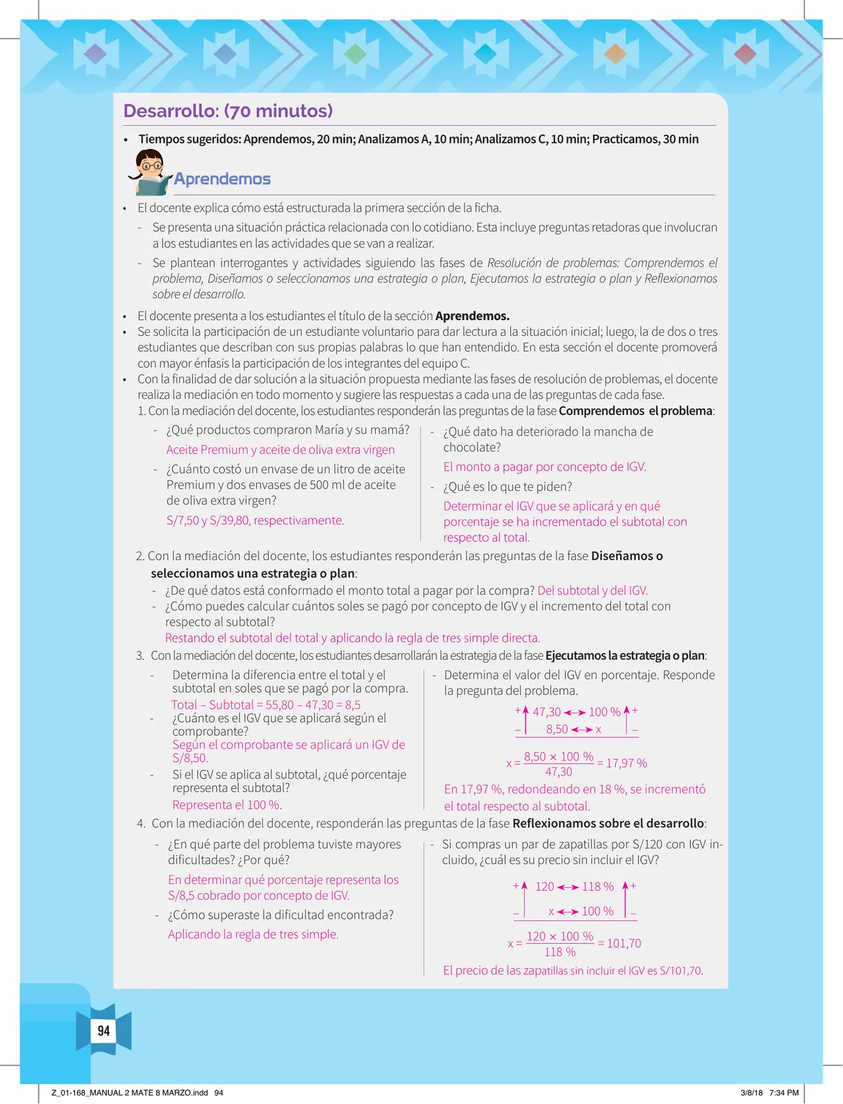 Miniatura página 96 de Resolvamos problemas 2 : manual para el docente 2018 · 2018