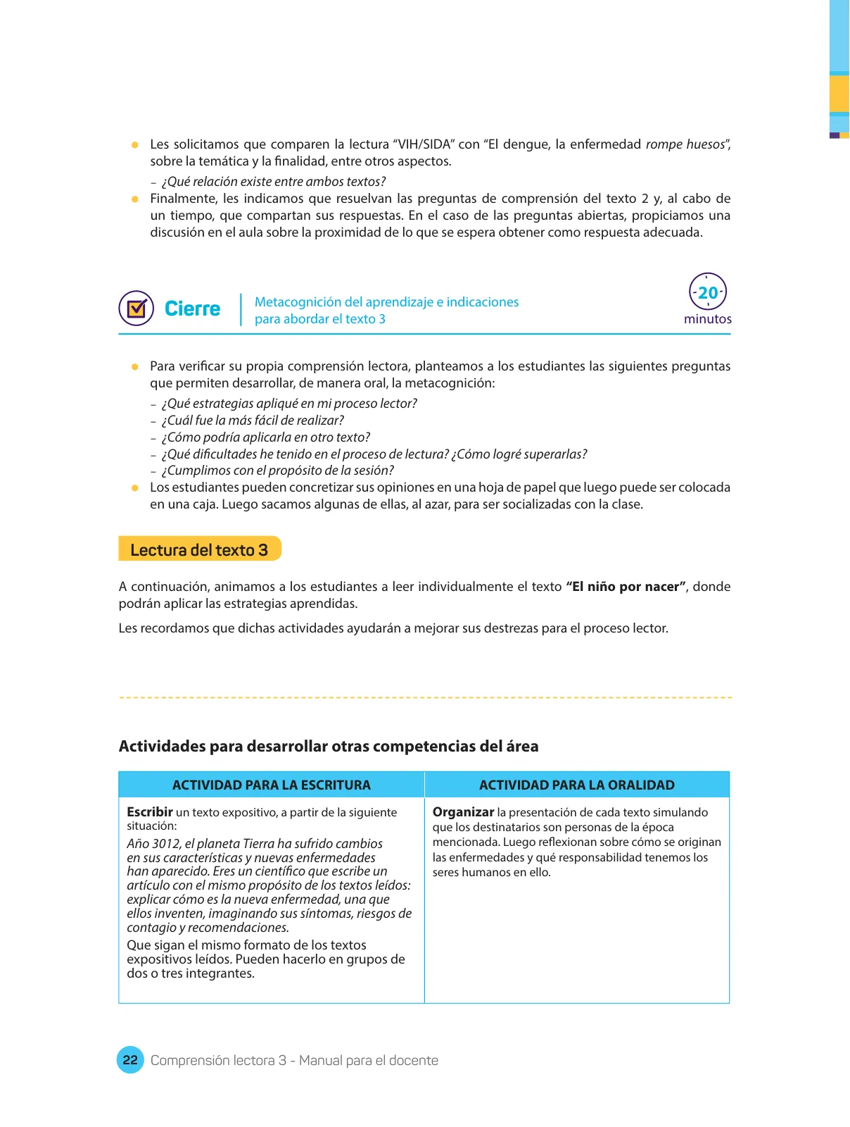 Página 24 de Comprensión lectora : manual para el docente de tercer grado de Secundaria 2018 · 2018