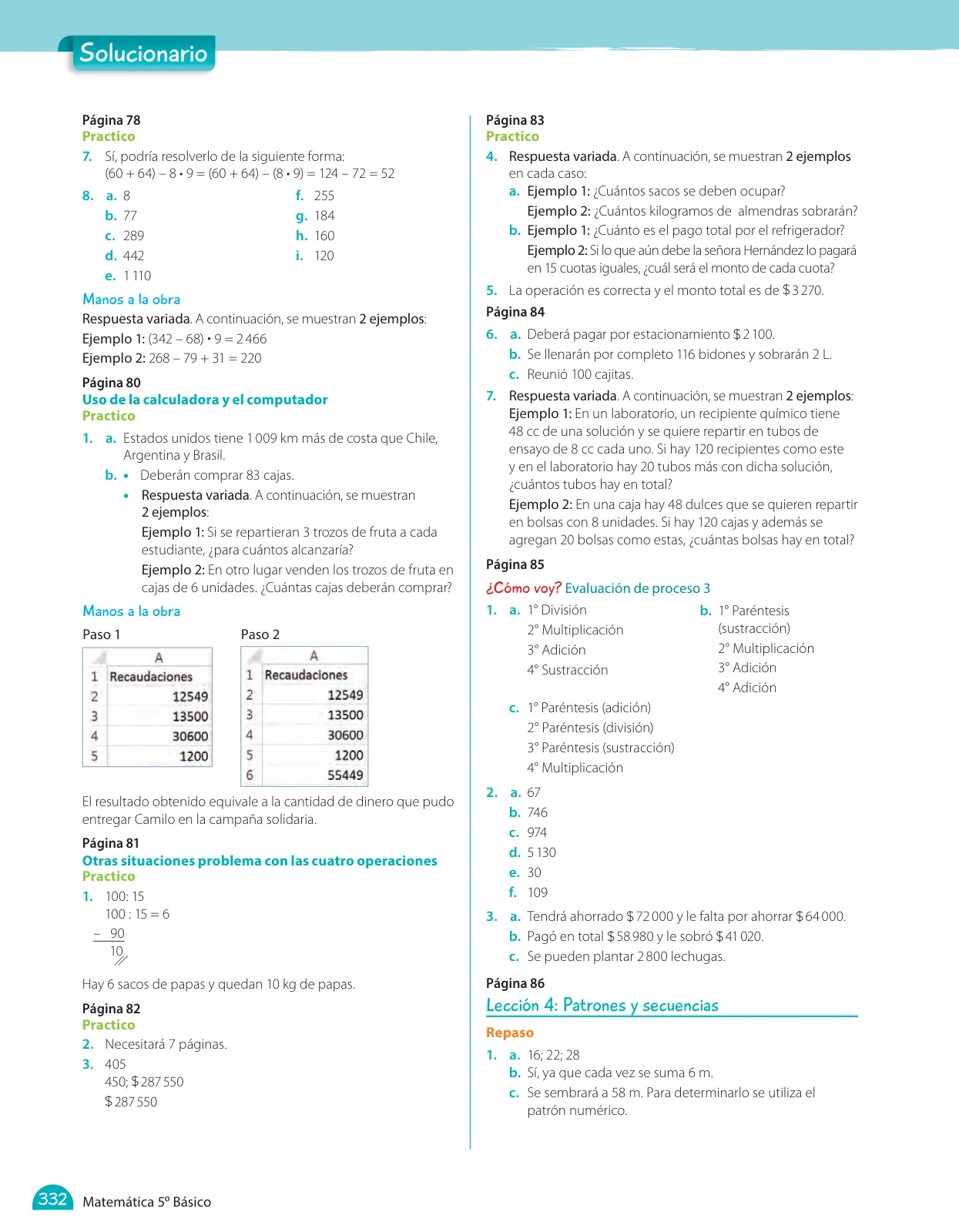 Miniatura página 288 de Matemática – Quinto Básico | Texto del Estudiante MINEDUC – Descargar PDF · 2024