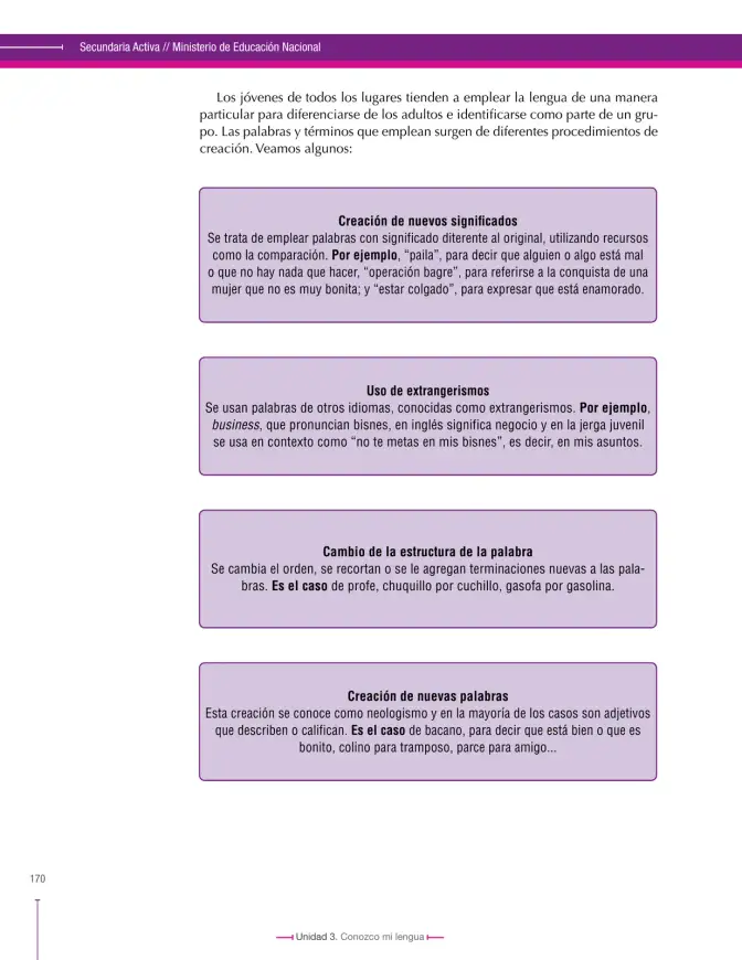 Página 170 de Lenguaje 6° · Secundaria Activa
