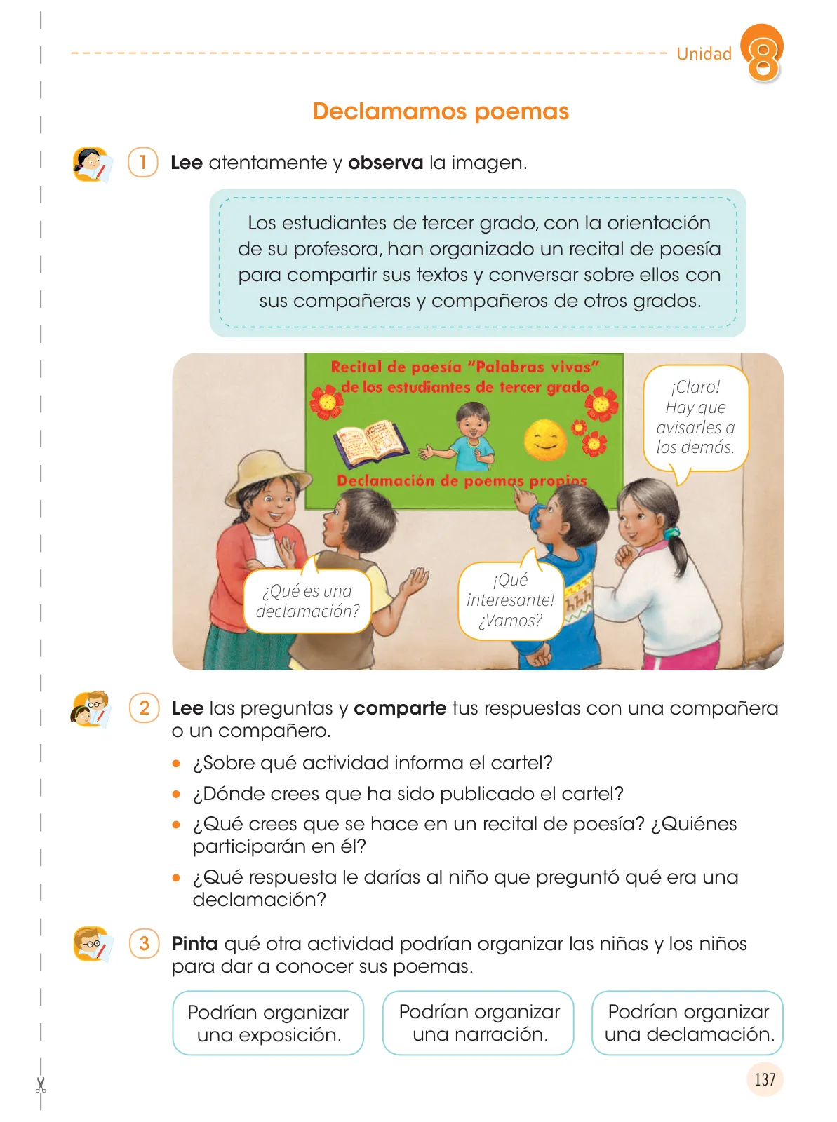 Página 139 de Comunicación 3 : cuaderno de trabajo para tercer grado de Educación Primaria 2019 · 2019