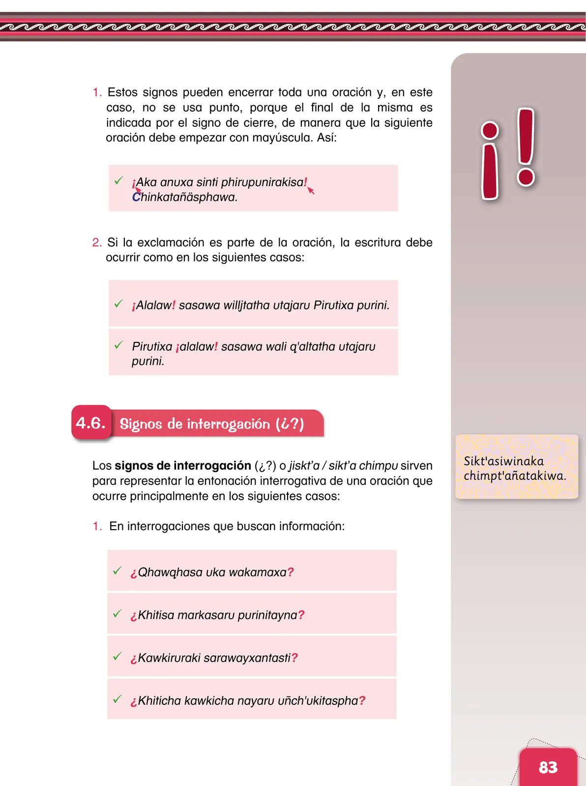 Página 85 de Aymara arutha chiqapa qillqañataki panka = Manual de escritura Aimara · 2021