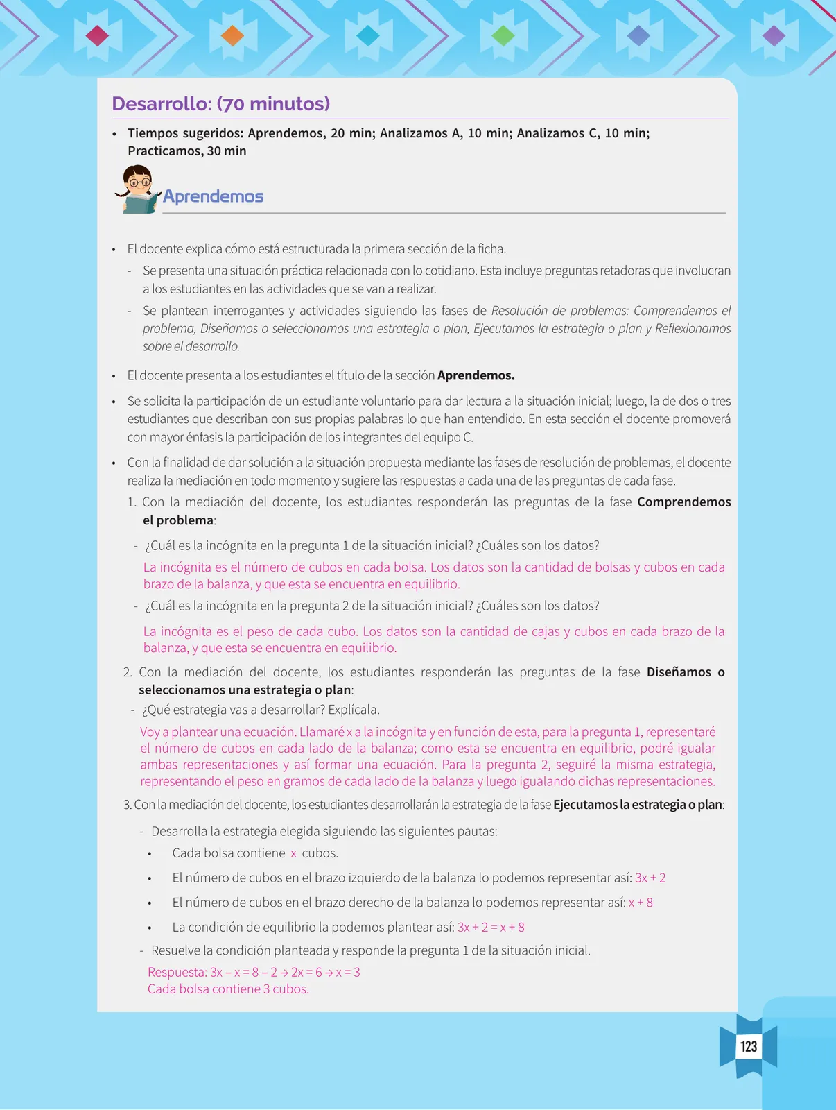 Página 125 de Resolvamos problemas 1 : manual para el docente 2018 · 2018