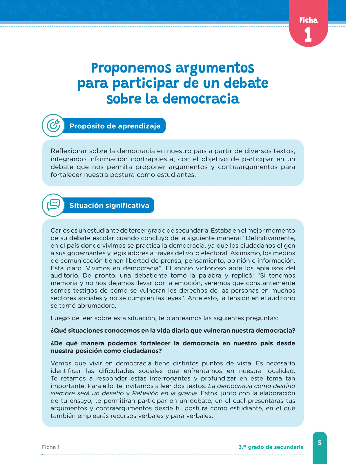 Miniatura página 7 de Fichas de aprendizaje de Comunicación 3 · 2024