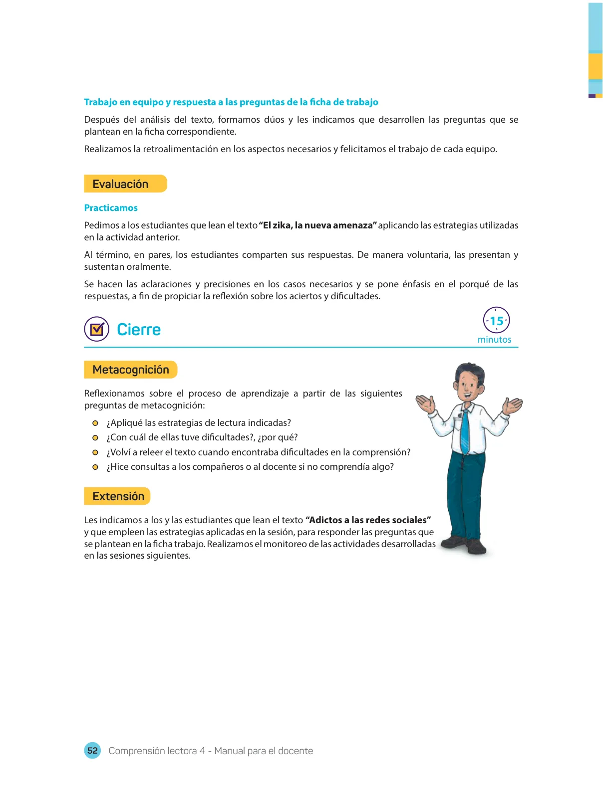 Página 54 de Comprensión lectora 4 : manual para el docente de cuarto grado de Secundaria · 2017