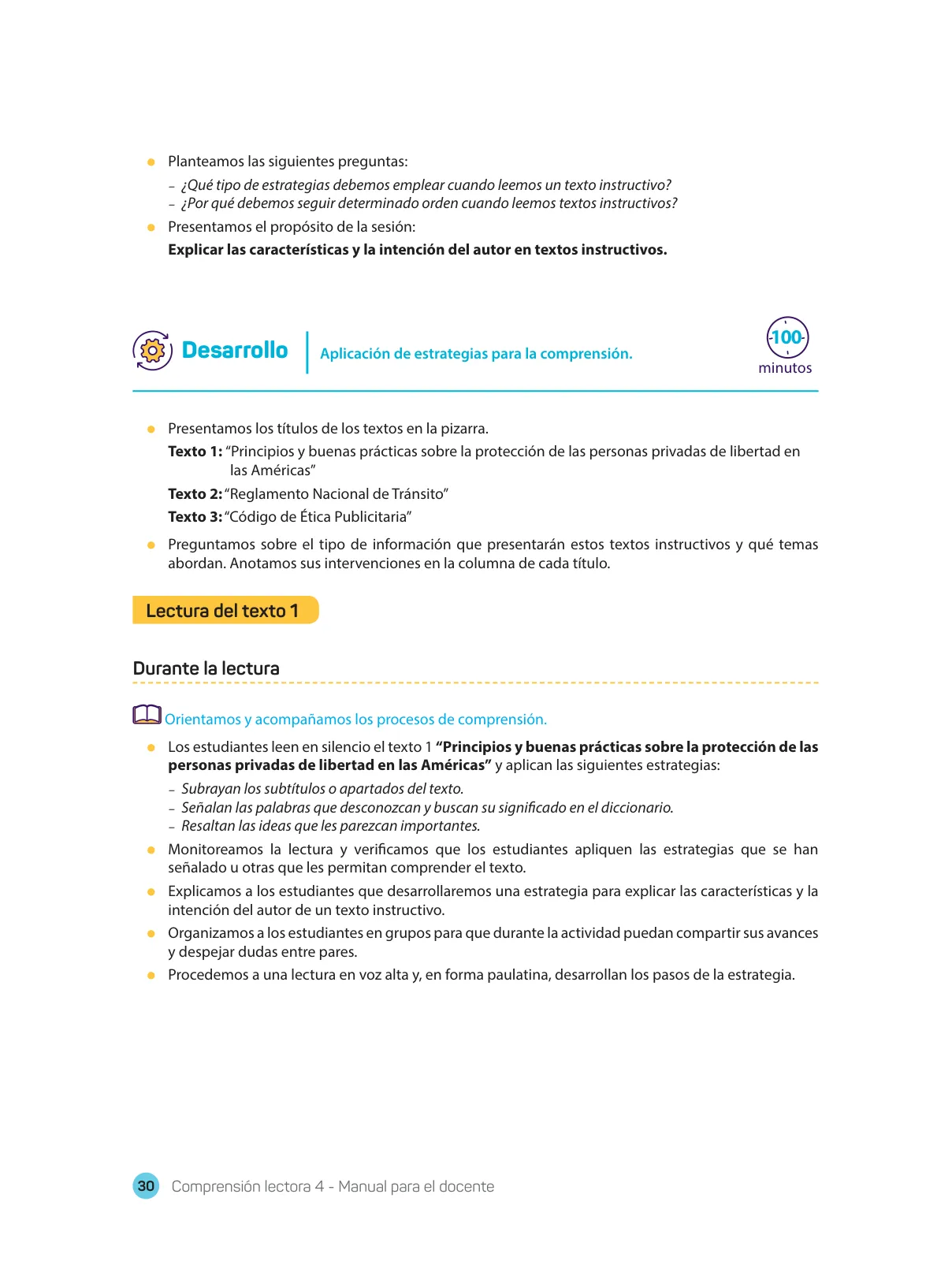 Página 32 de Comprensión lectora : manual para el docente de cuarto grado de Secundaria 2018 · 2018