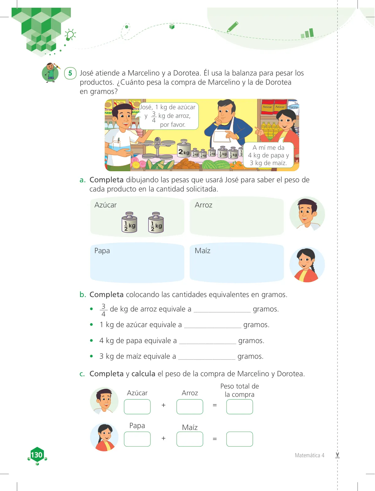 Miniatura página 130 de Matemática 4 : cuaderno de trabajo para cuarto grado de Educación Primaria 2018 · 2018