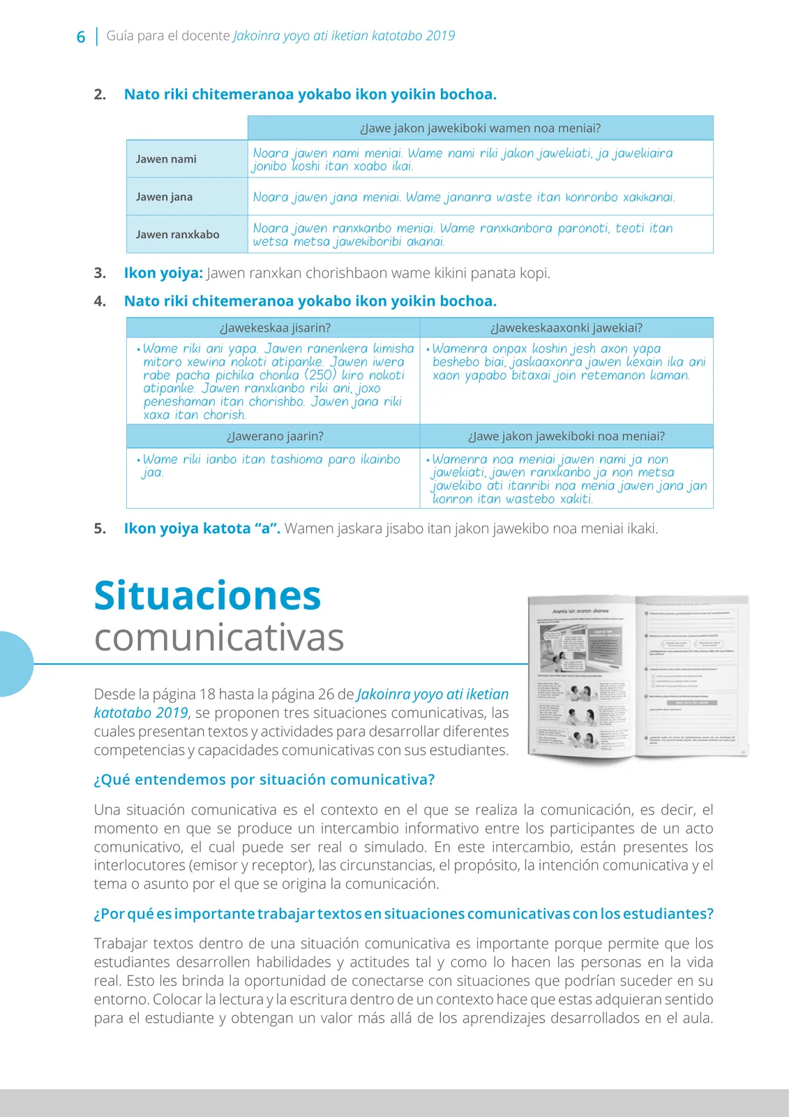 Miniatura página 6 de Guía para el docente “Jakoinra yoyo ati iketian katotabo 2019” : Shipibo - Konibo · 2019