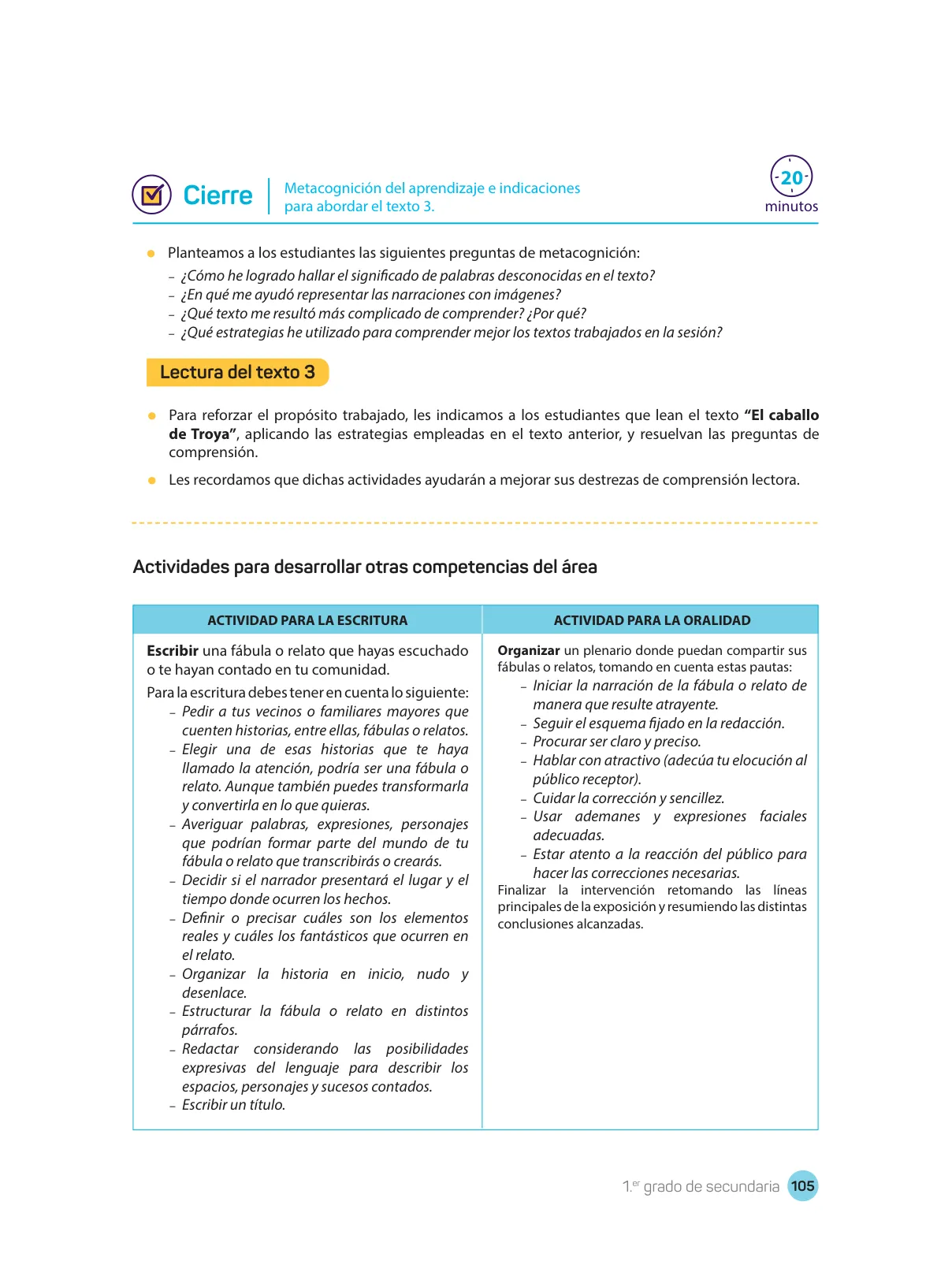 Miniatura página 107 de Comprensión lectora : manual para el docente de primer grado de Secundaria 2018 · 2018