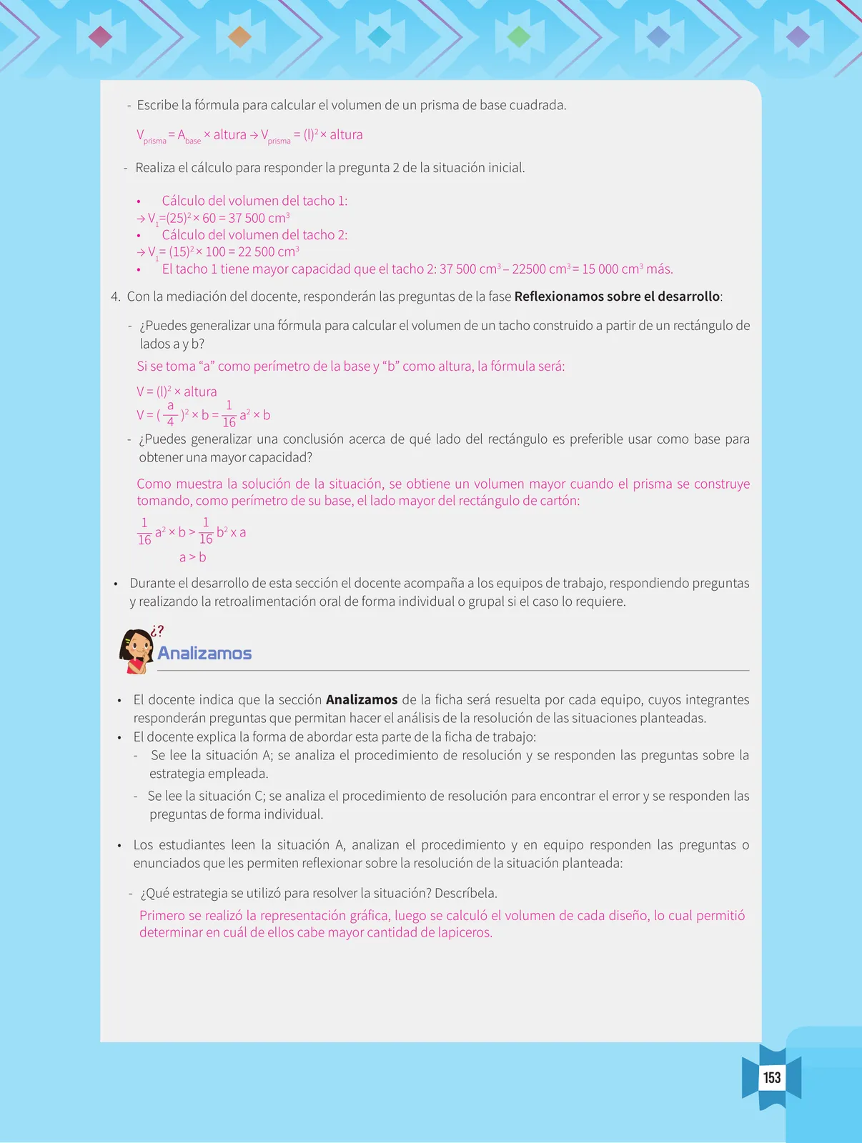 Miniatura página 155 de Resolvamos problemas 1 : manual para el docente 2018 · 2018