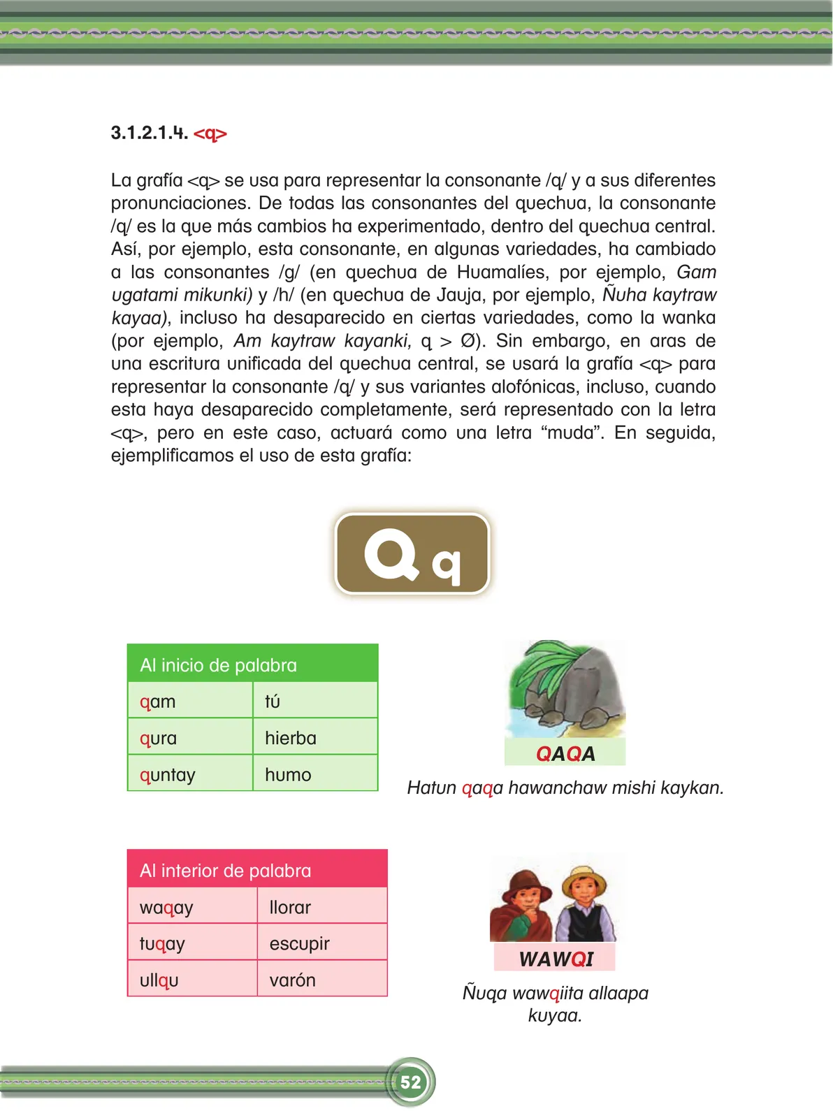 Página 54 de Chawpin qichwata alli qillqanapaq maytu = Manual de escritura quechua central · 2020