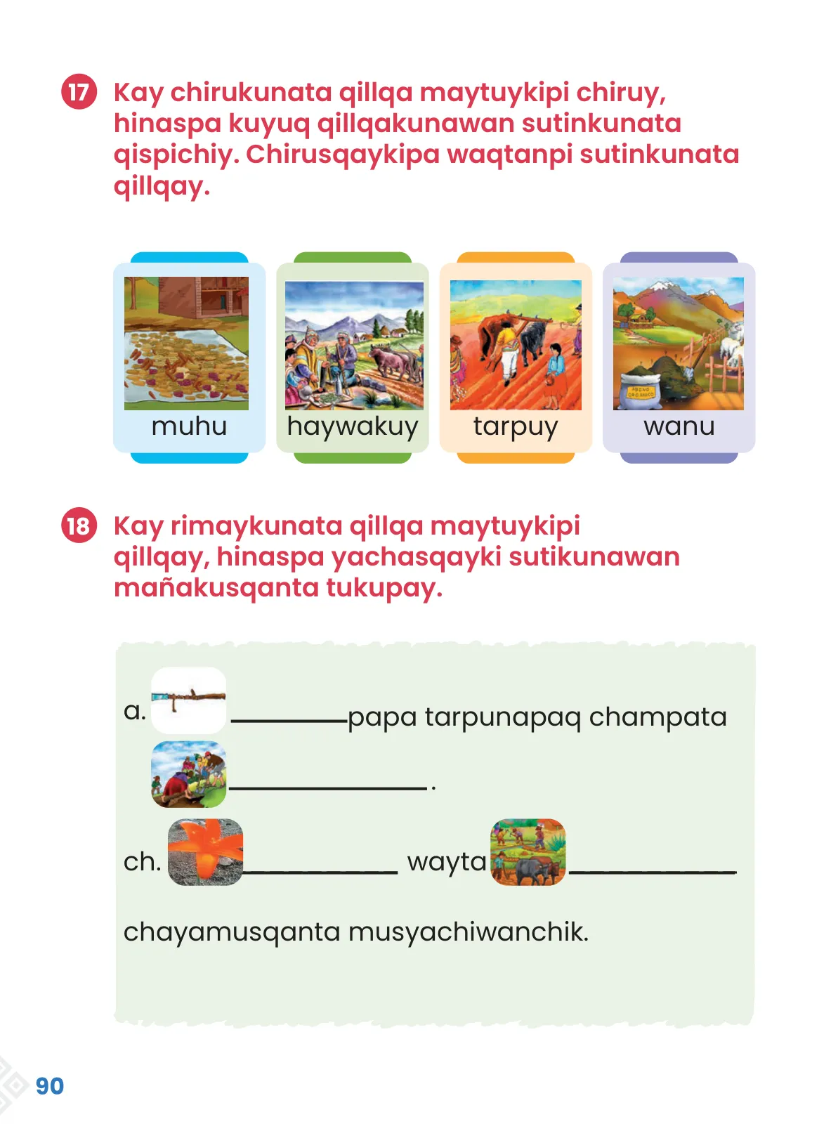 Miniatura página 92 de Ñawichana Maytu 1 Quechua - Chanka. Texto de Comunicación del 1° Primaria - Quechua Chanka · 2023