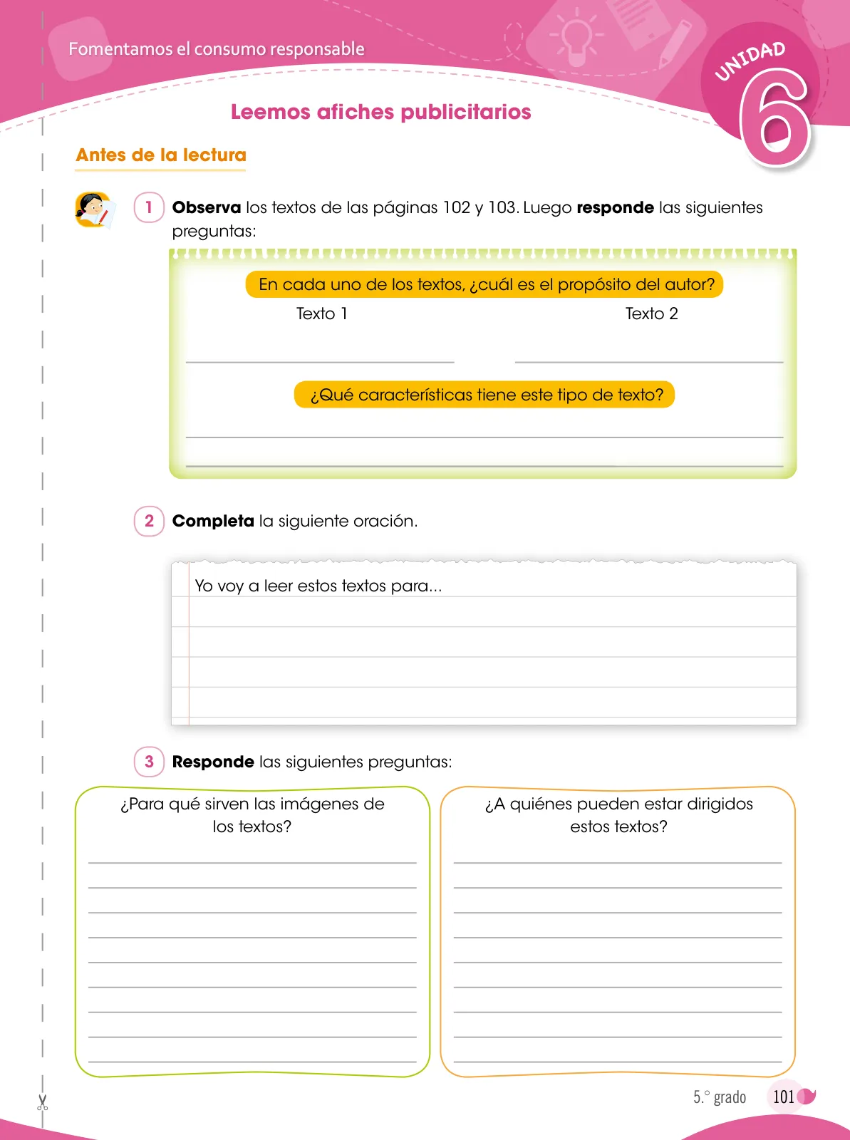 Miniatura página 102 de Comunicación 5 : cuaderno de trabajo para quinto grado de Educación Primaria 2019 · 2019