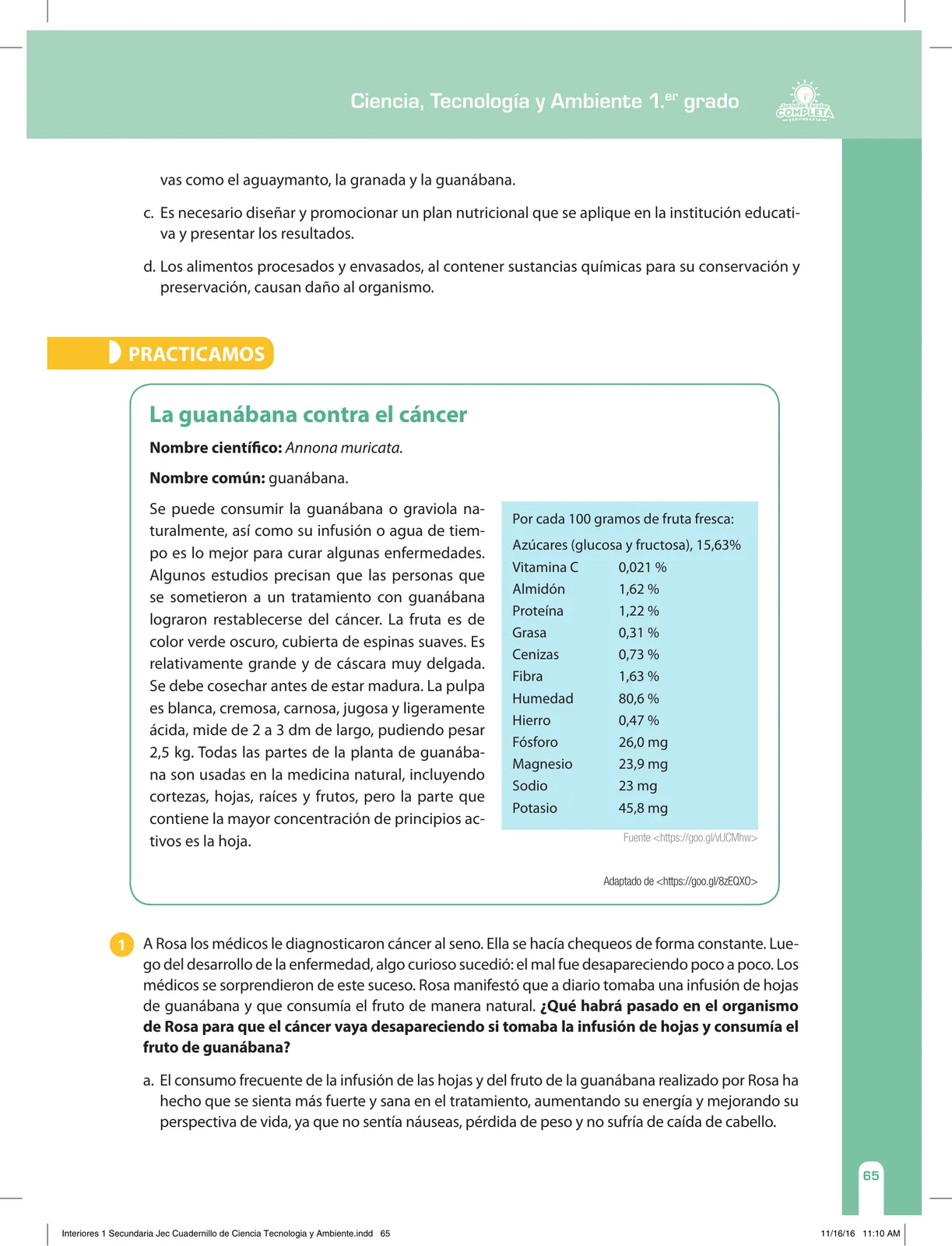 Miniatura página 65 de Ciencia, Tecnología y Ambiente 1. Cuaderno de reforzamiento pedagógico - JEC · 2016
