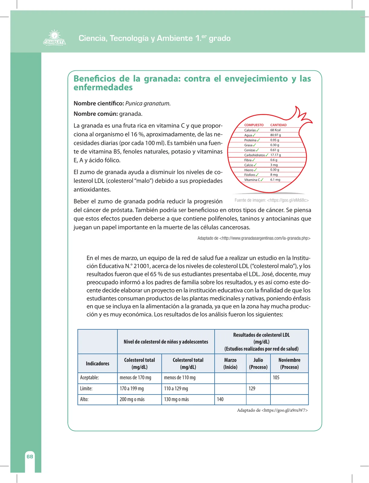 Página 68 de Ciencia, Tecnología y Ambiente 1. Cuaderno de reforzamiento pedagógico - JEC · 2016
