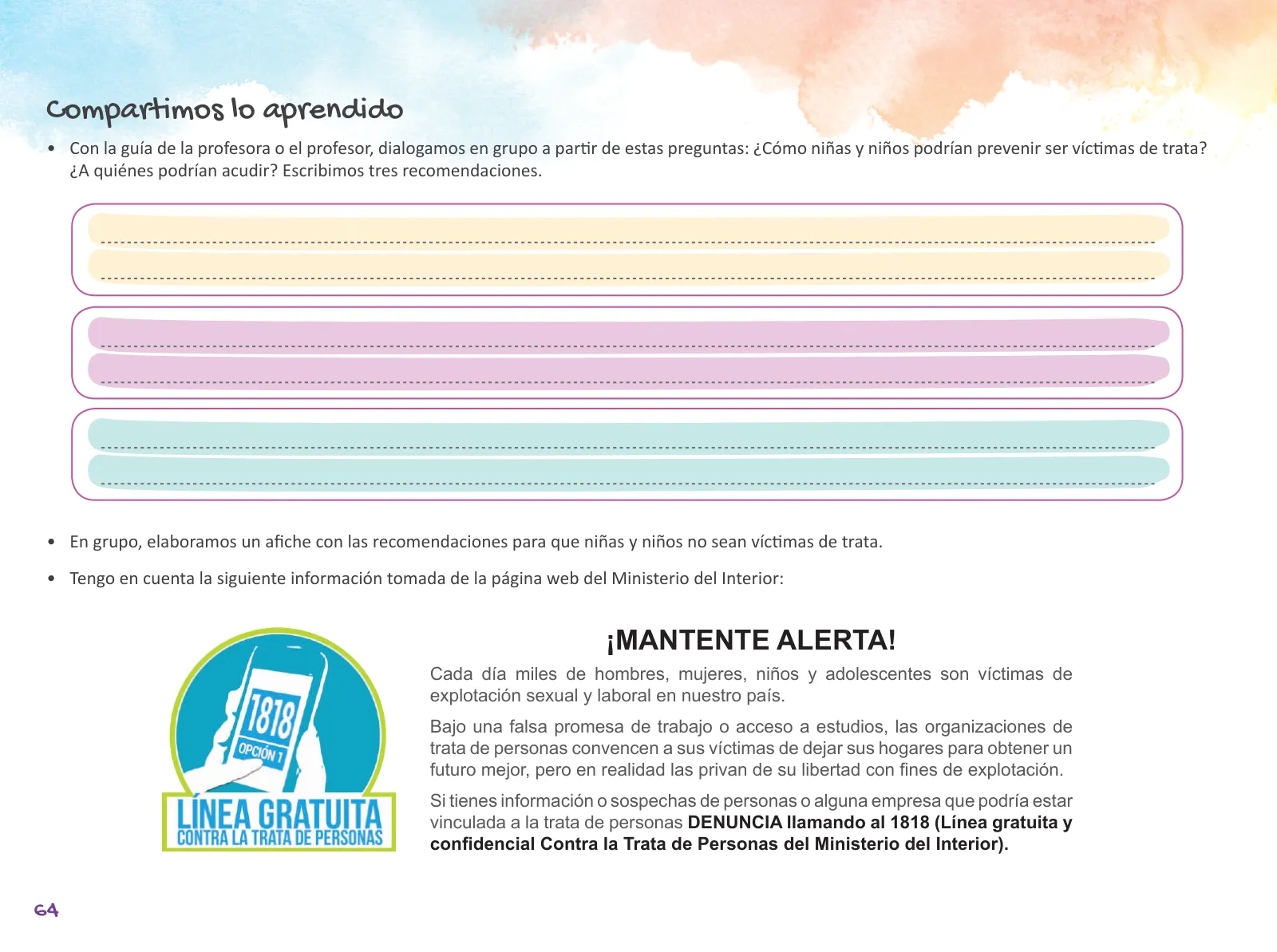 Página 66 de Cuadernillo de Tutoría Sexto Grado Educación Primaria 2019 · 2019