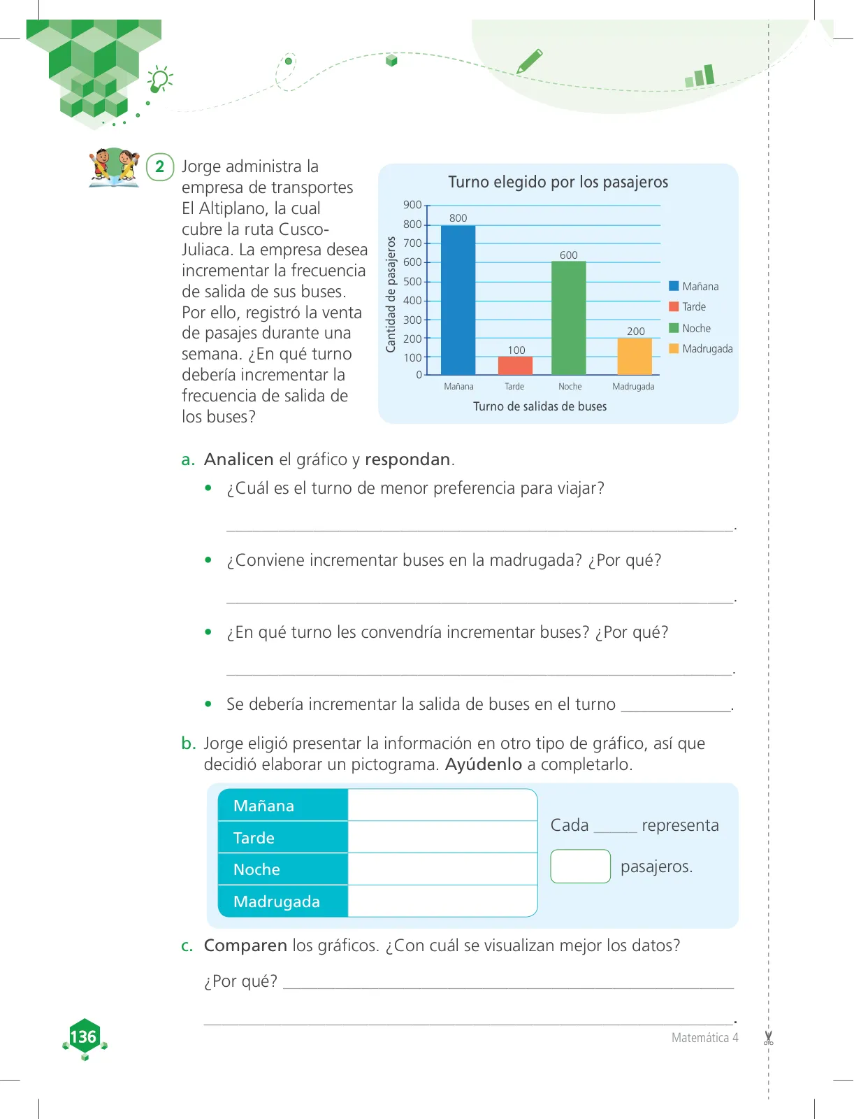 Página 136 de Matemática 4 : cuaderno de trabajo para cuarto grado de Educación Primaria 2018 · 2018