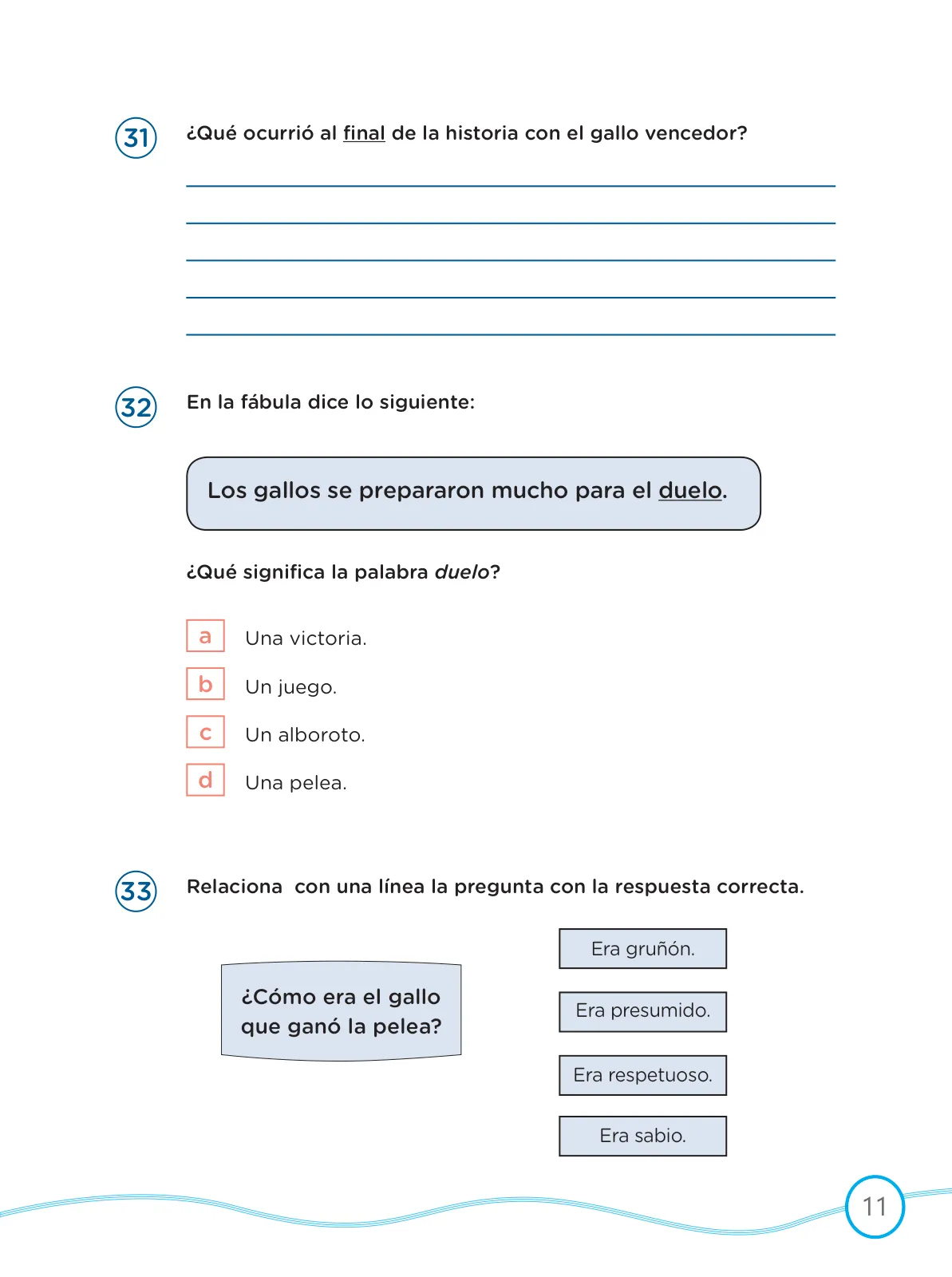 Miniatura página 11 de Kit de evaluación Entrada 2 Demostrando lo que aprendimos : Comunicación, primer trimestre, ﻿Cuarto grado - Primaria · 2019