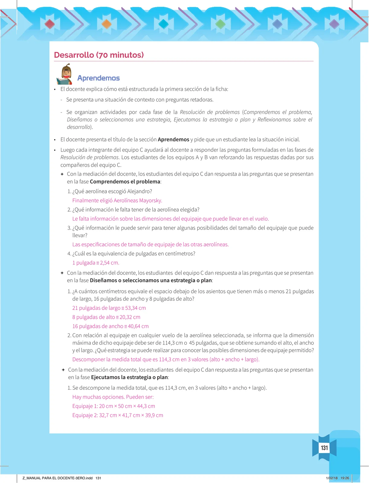 Página 133 de Resolvamos problemas 3 : manual para el docente 2018 · 2018