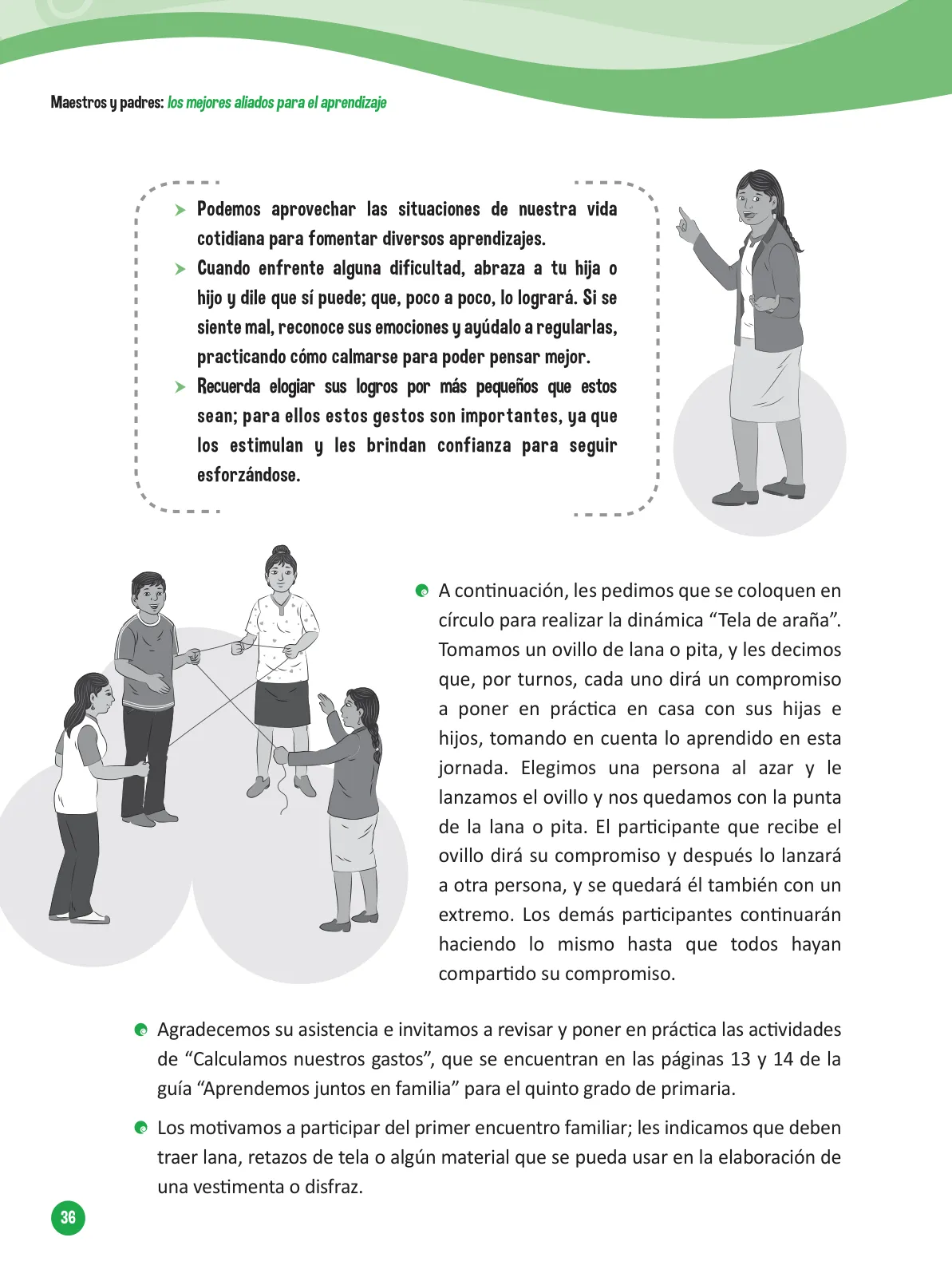 Página 38 de Guía para el trabajo docente con las familias del ciclo V de Primaria · 2016