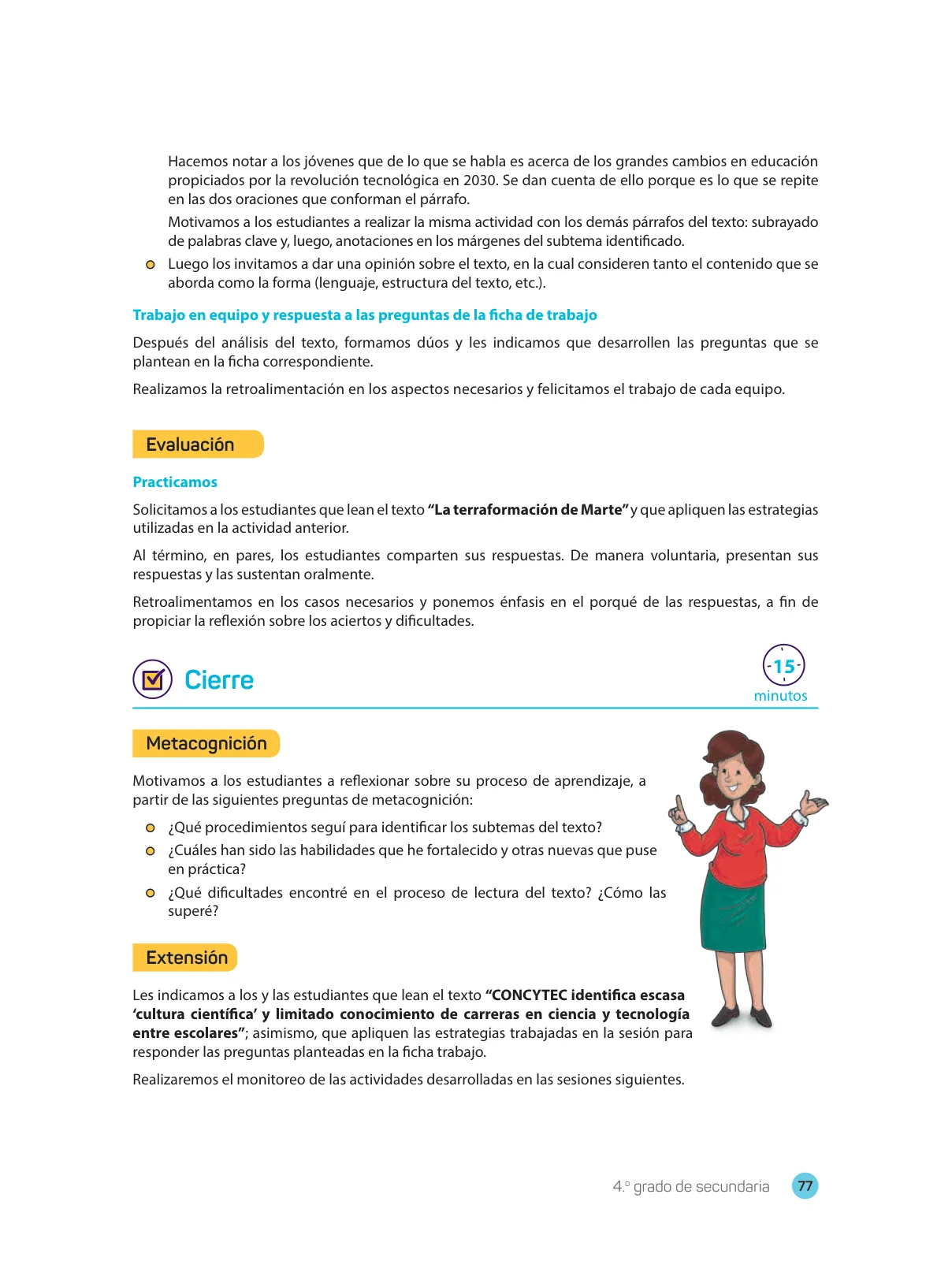 Página 79 de Comprensión lectora 4 : manual para el docente de cuarto grado de Secundaria · 2017