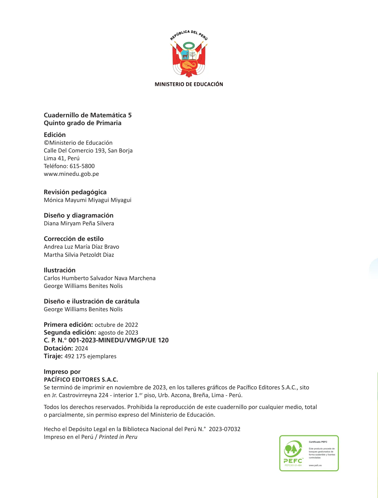 Página 4 de Cuadernillo de Matemática 5, quinto grado de Primaria · 2023