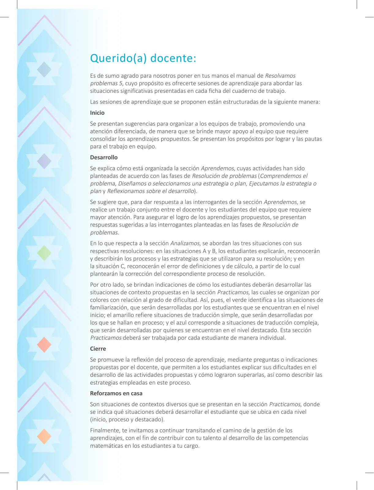 Miniatura página 5 de Resolvamos problemas 5 : manual para el docente 2018 · 2018