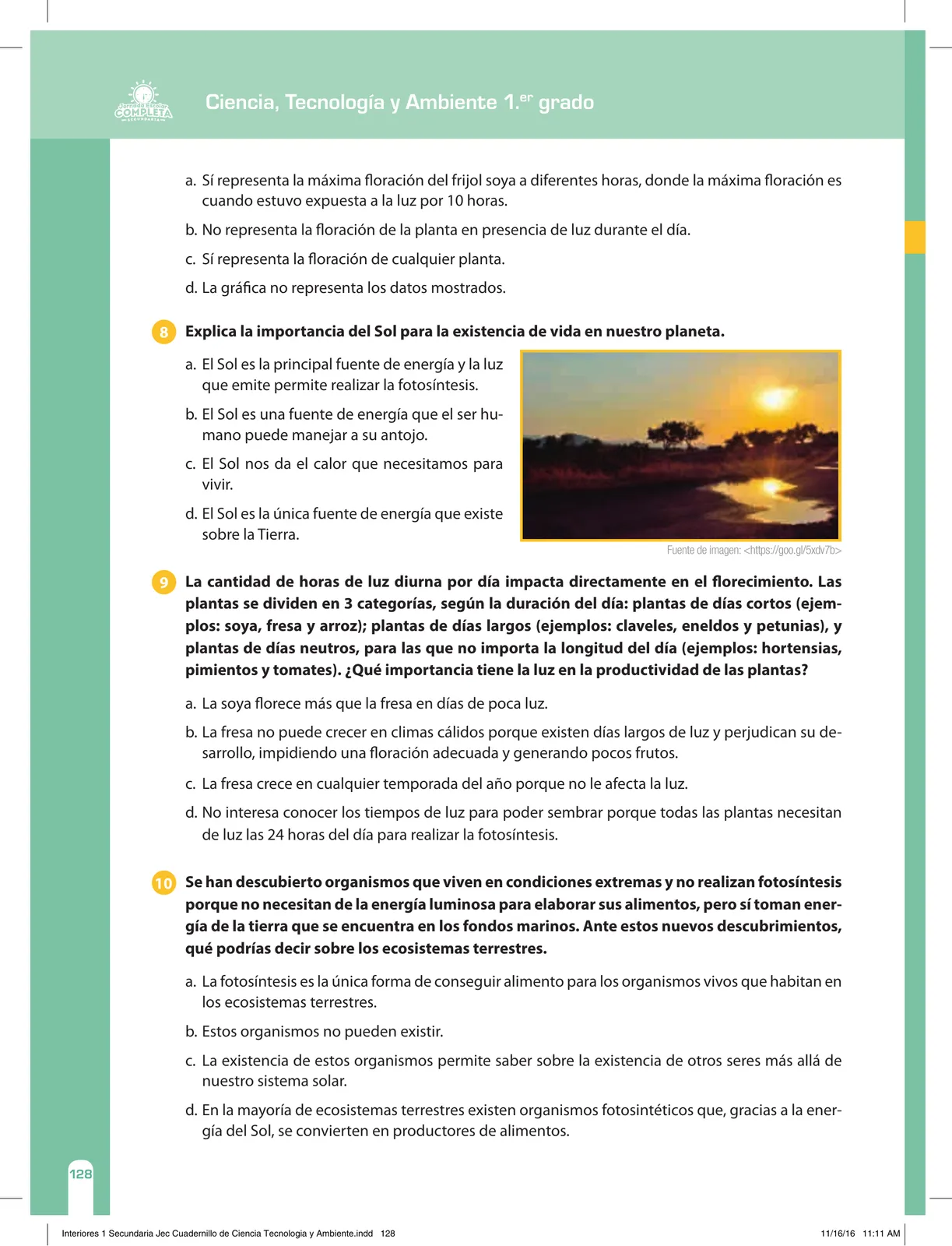 Miniatura página 128 de Ciencia, Tecnología y Ambiente 1. Cuaderno de reforzamiento pedagógico - JEC · 2016