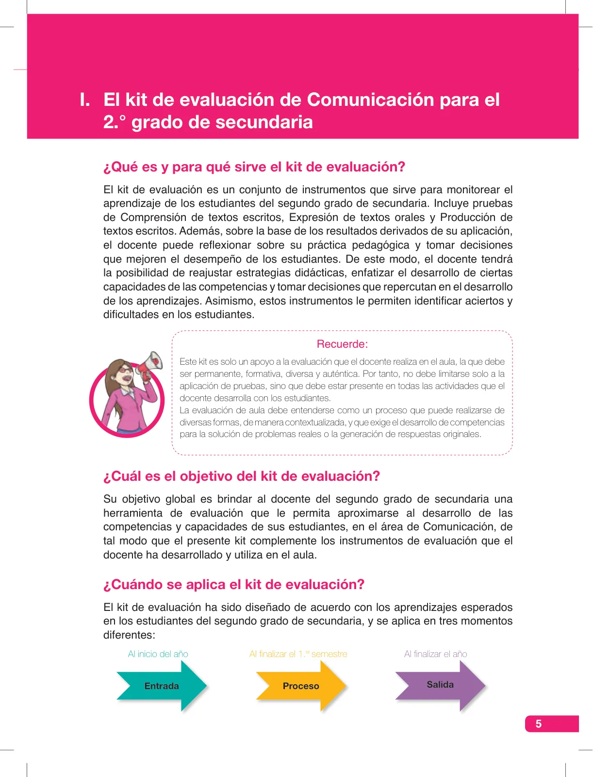 Miniatura página 5 de Comunicación, kit de evaluación Demostrando lo que aprendimos, 2do. secundaria : manual de uso para el docente · 2016