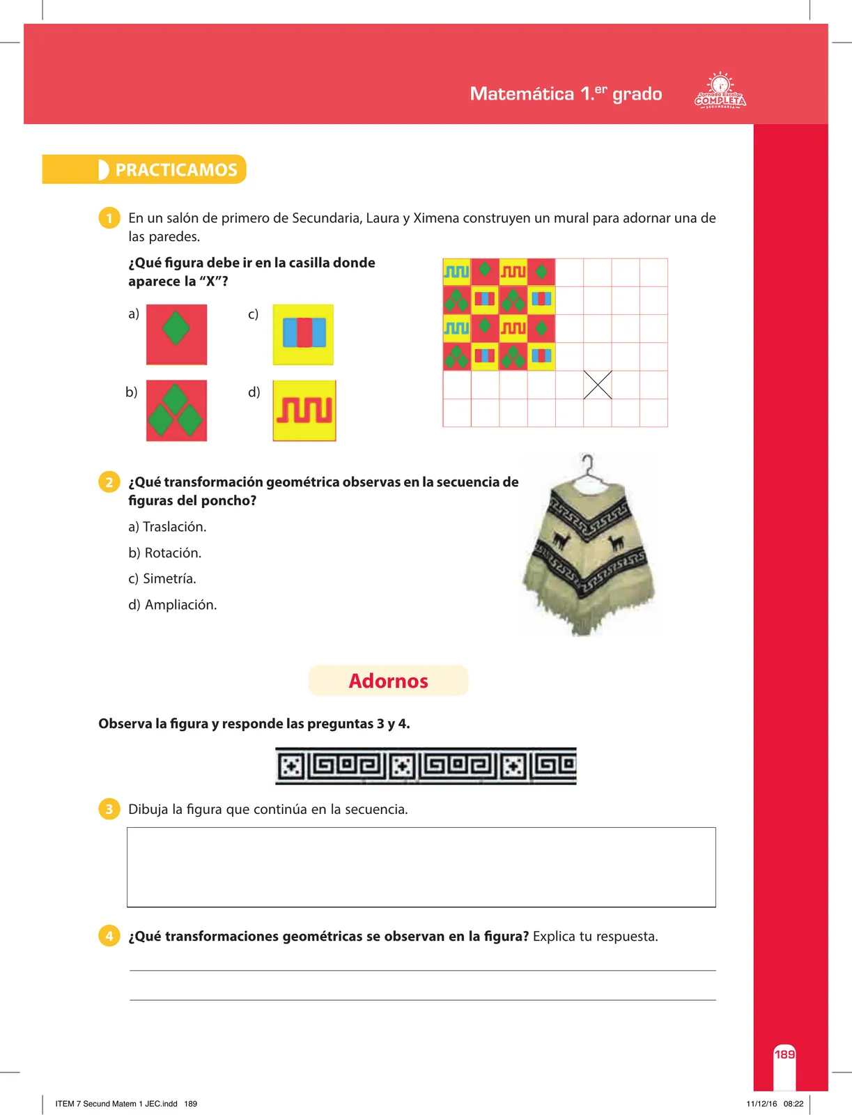 Miniatura página 189 de Matemática 1 : cuaderno de reforzamiento pedagógico - JEC · 2016