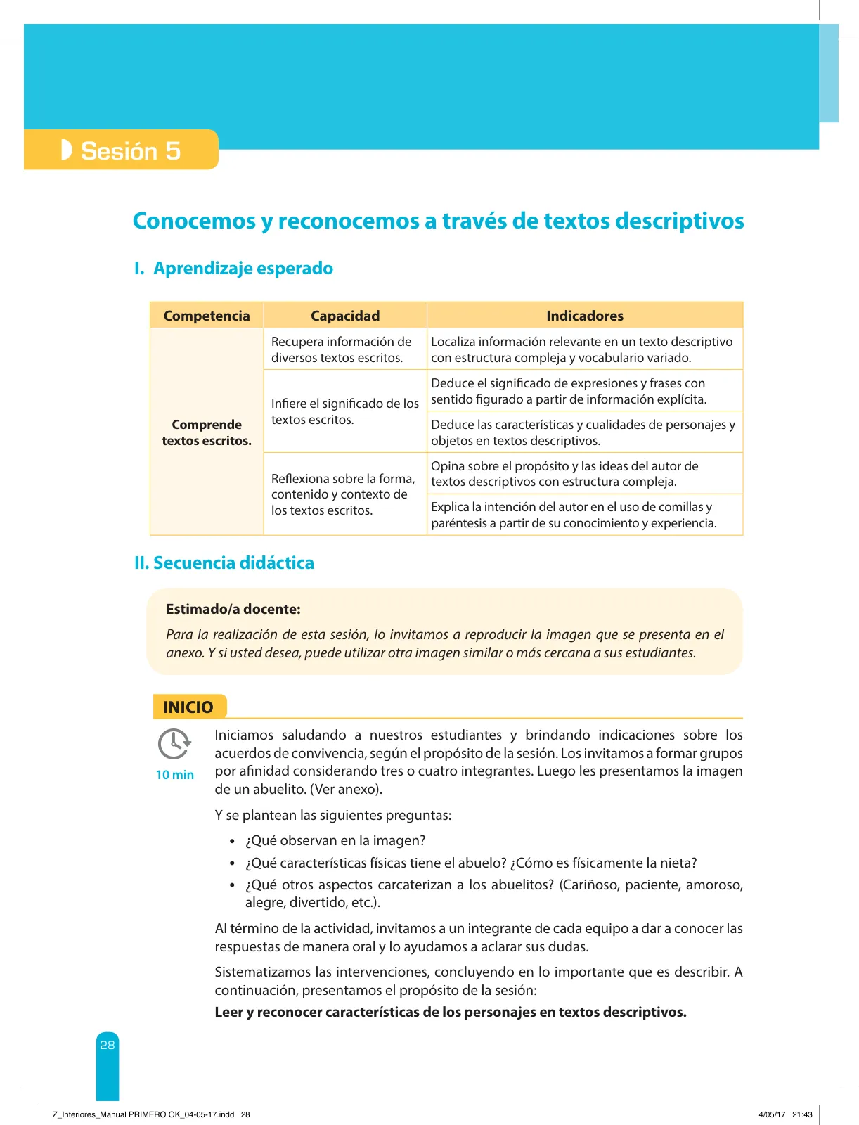 Miniatura página 30 de Comprensión lectora 1 : manual para el docente de primer grado de Secundaria · 2017