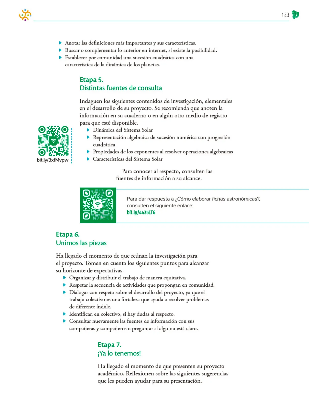 Página 124 de Colección Sk´asolil. Nuestro libro de Proyectos.  Tomo III.  Libro de Educación Telesecundaria Grado 2°  Ciclo Escolar 2025 - 2026