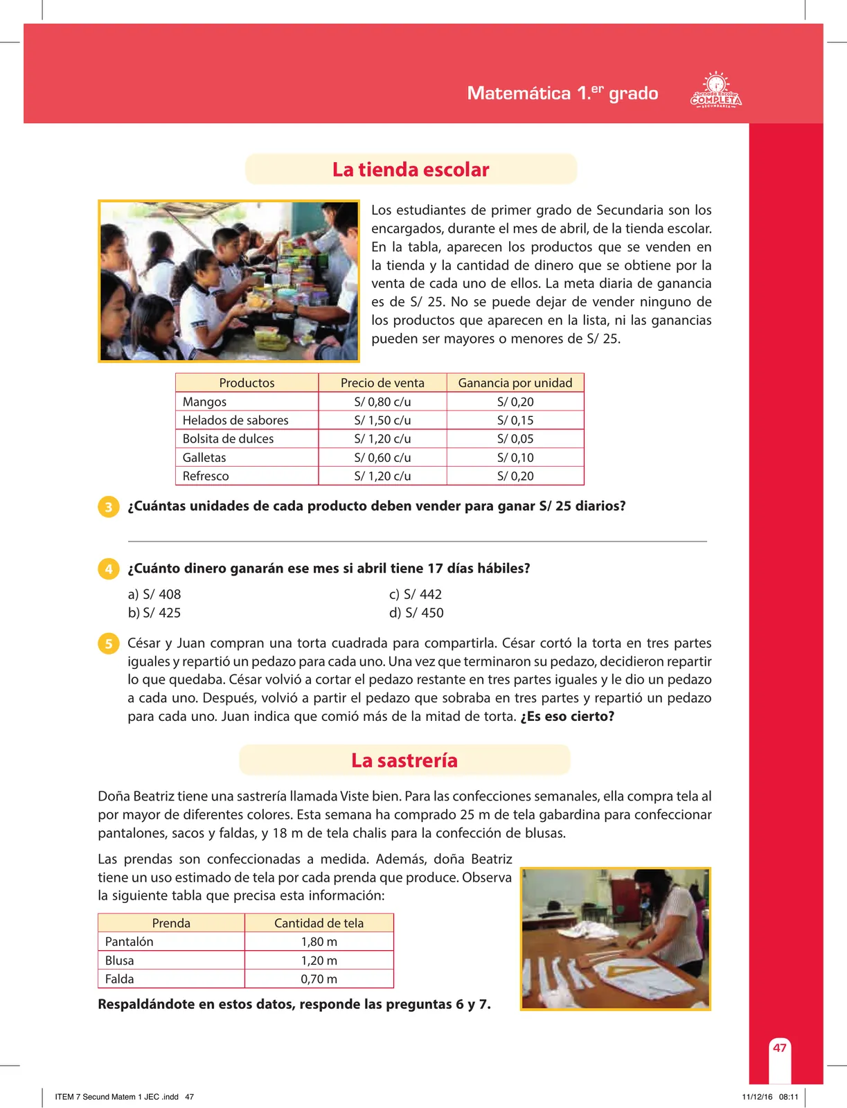 Página 47 de Matemática 1 : cuaderno de reforzamiento pedagógico - JEC · 2016