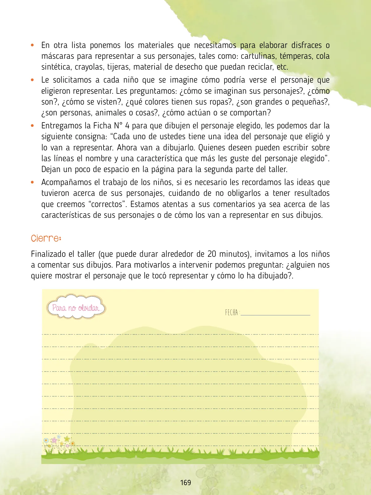 Página 171 de Agenda pedagógica 2017-2018 para docentes de II Ciclo de Instituciones de nivel de Educación Inicial · 2017