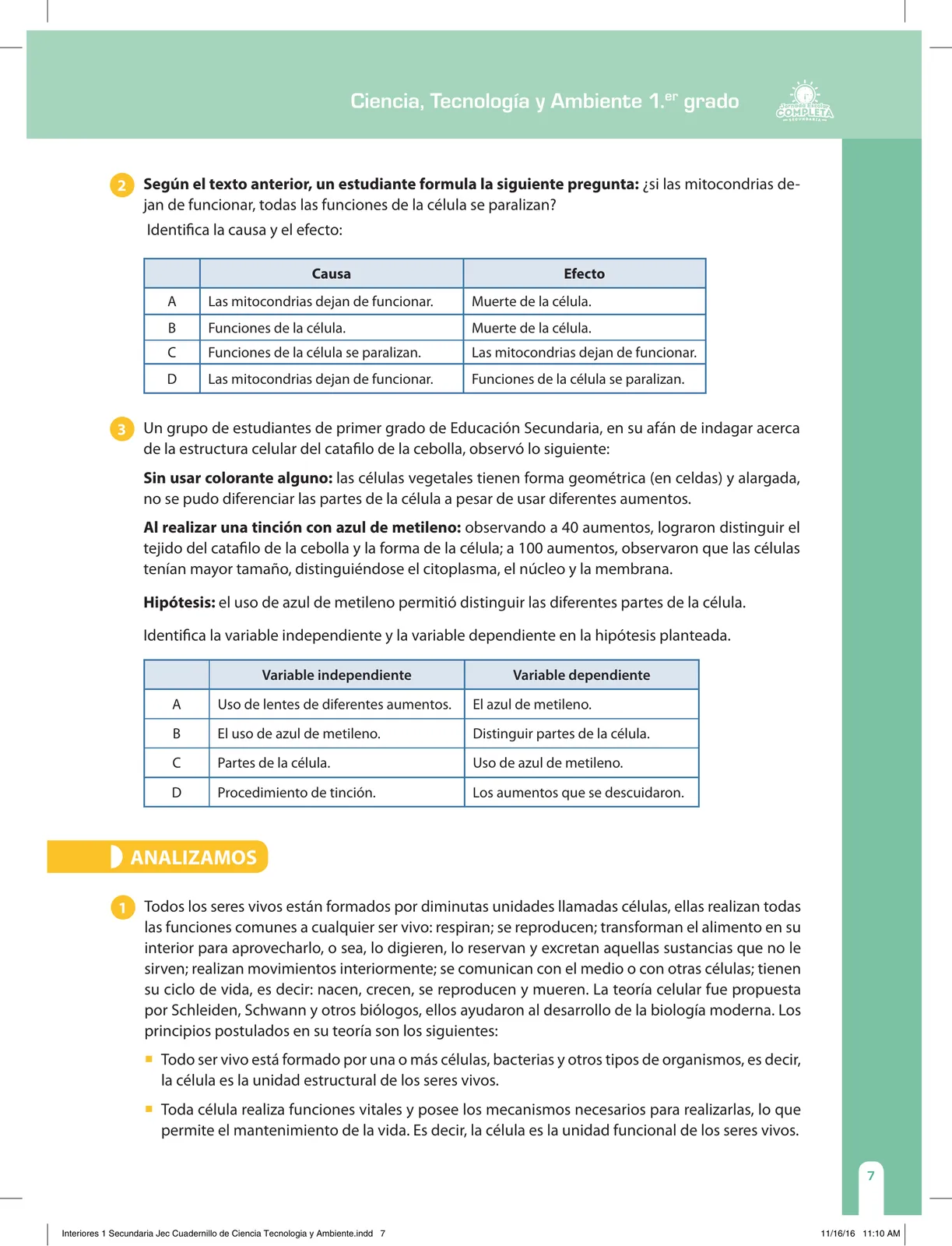 Miniatura página 7 de Ciencia, Tecnología y Ambiente 1. Cuaderno de reforzamiento pedagógico - JEC · 2016