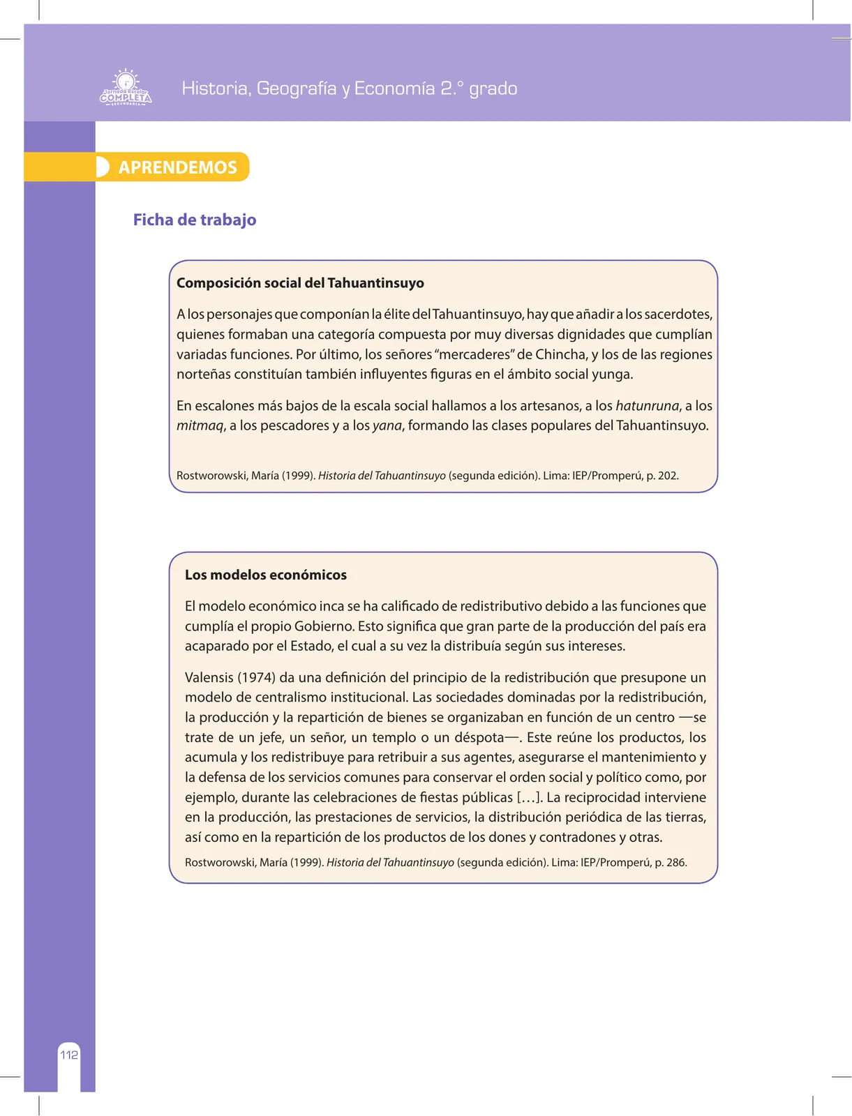 Miniatura página 112 de Historia, Geografía y Economía 2 : cuaderno de reforzamiento pedagógico - JEC ﻿ · 2016