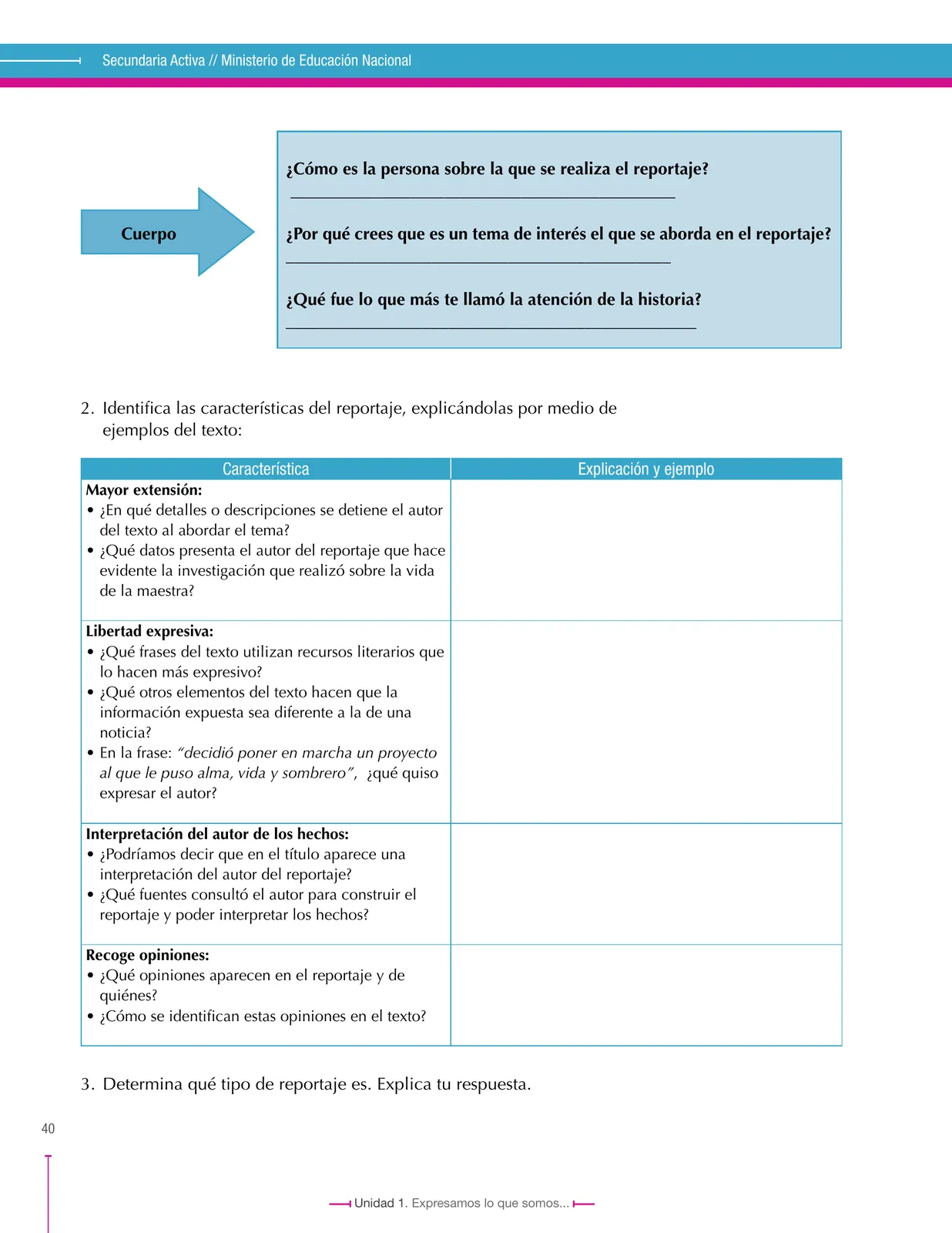 Página 40 de Lenguaje 9° · Secundaria Activa