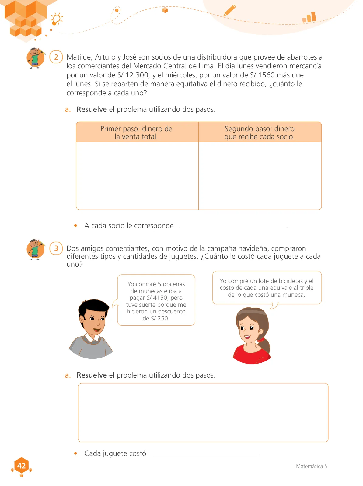 Página 43 de Matemática 5 : cuaderno de trabajo para quinto grado de Educación Primaria 2018 · 2018