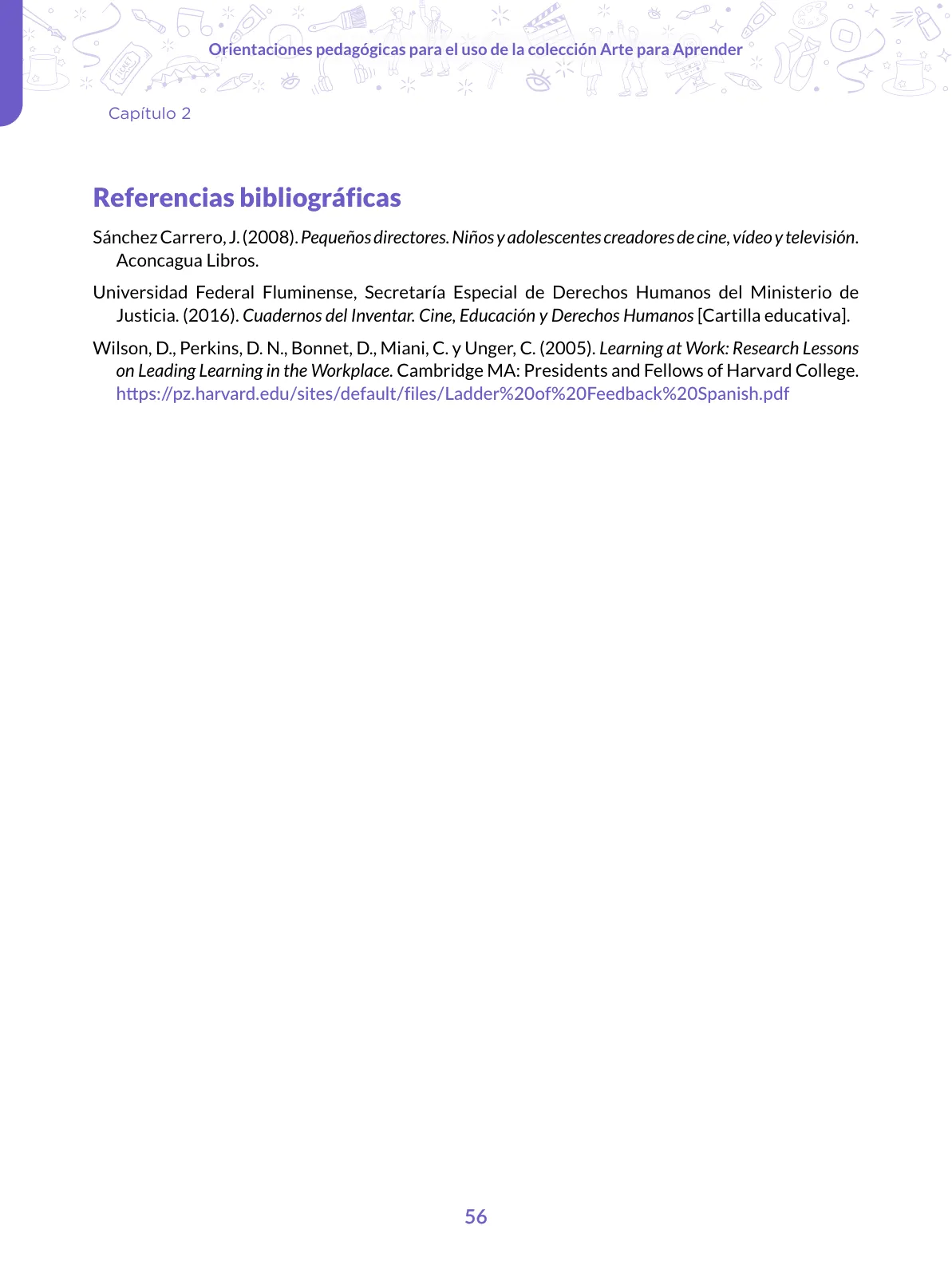 Miniatura página 56 de Orientaciones pedagógicas para el uso de la colección arte para aprender para docentes de Arte y Cultura de Educación Secundaria · 2024