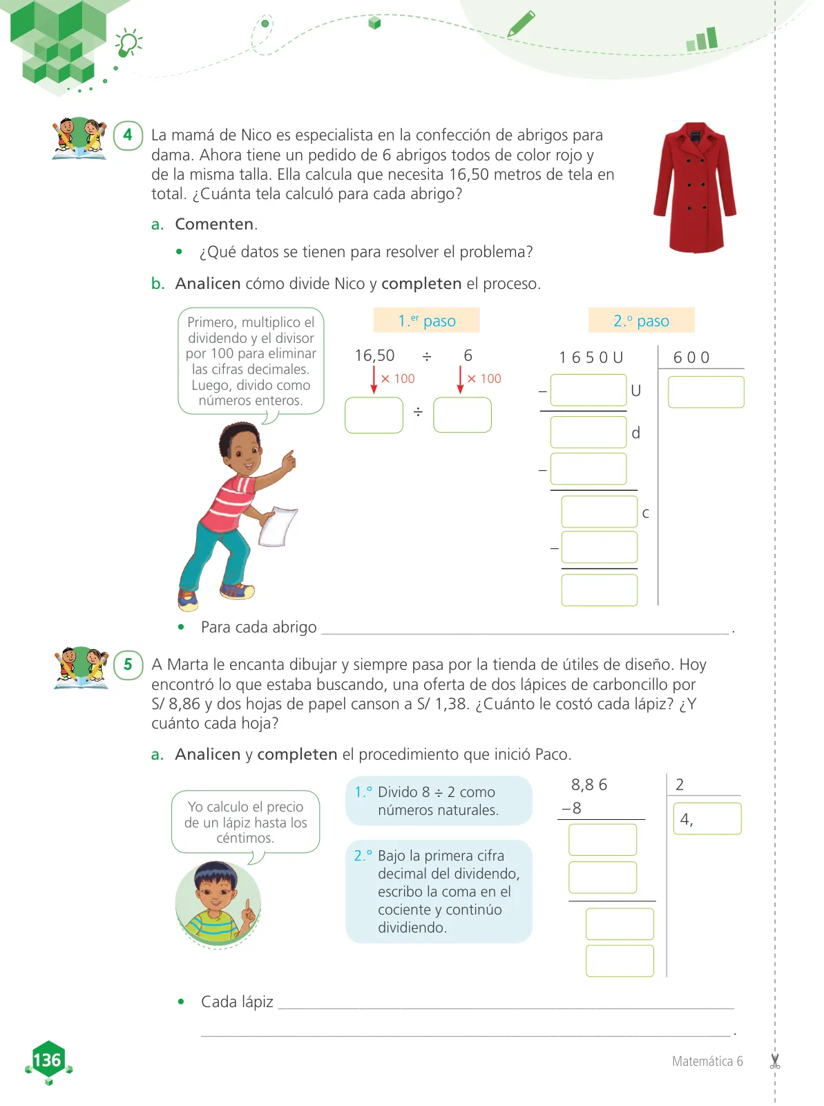 Página 138 de Matemática 6 : cuaderno de trabajo para sexto grado de Educación Primaria 2019 · 2019